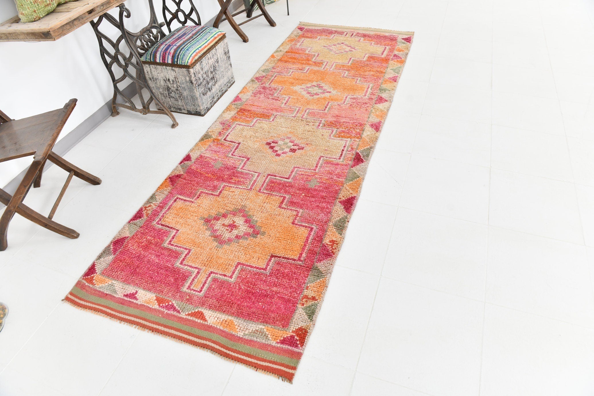 Vintage Herki Runner Rug 3’3’’ x 9’7’’ ft