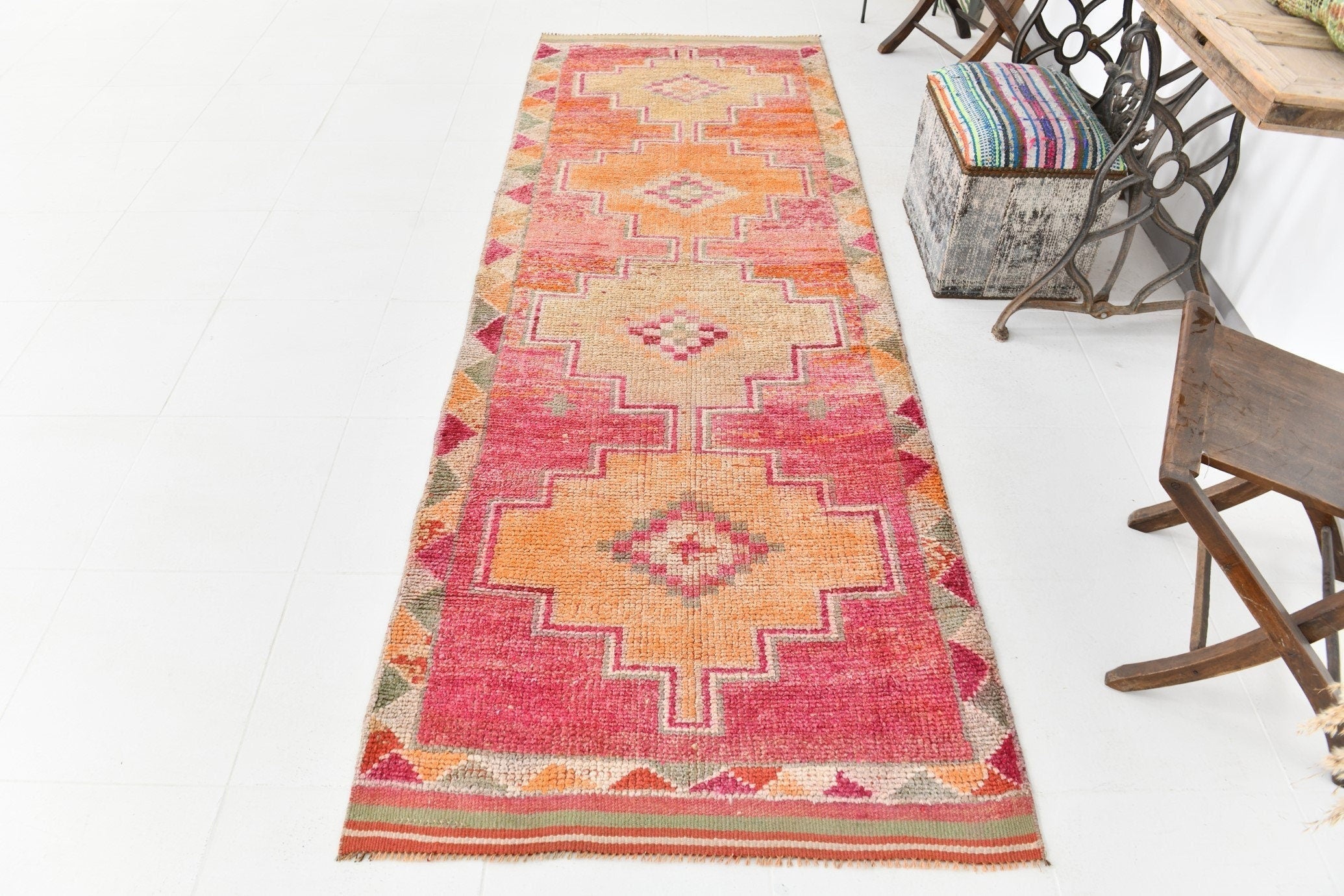 Vintage Herki Runner Rug 3’3’’ x 9’7’’ ft