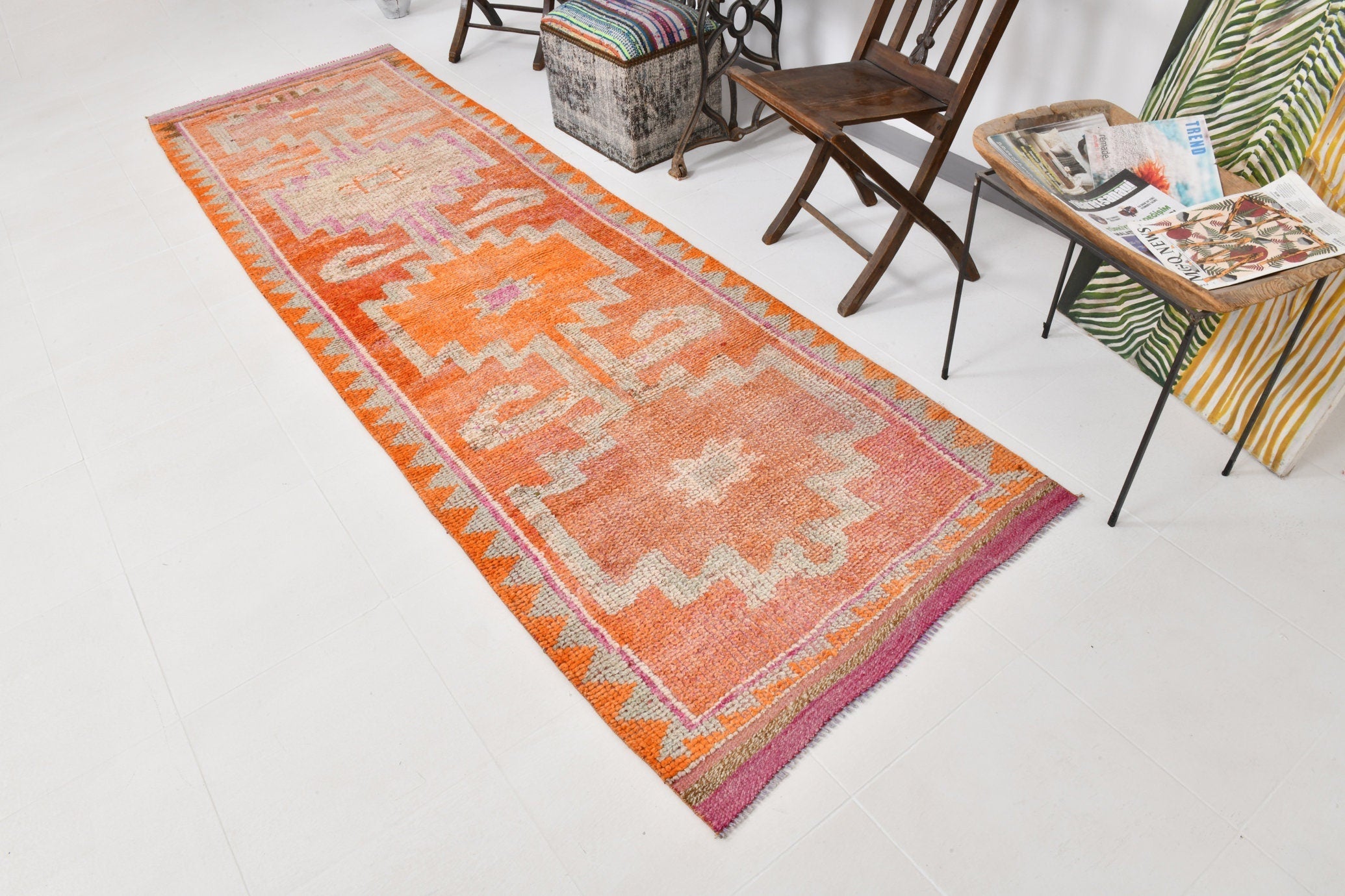 Vintage Herki Runner Rug 3’4’’ x 11’1’’ ft