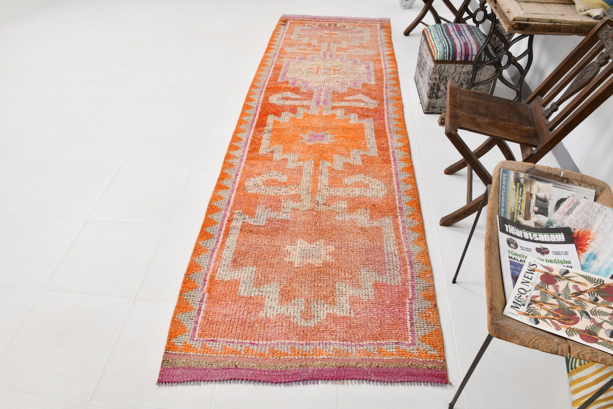 Vintage Herki Runner Rug 3’4’’ x 11’1’’ ft