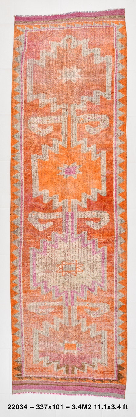 Vintage Herki Runner Rug 3’4’’ x 11’1’’ ft