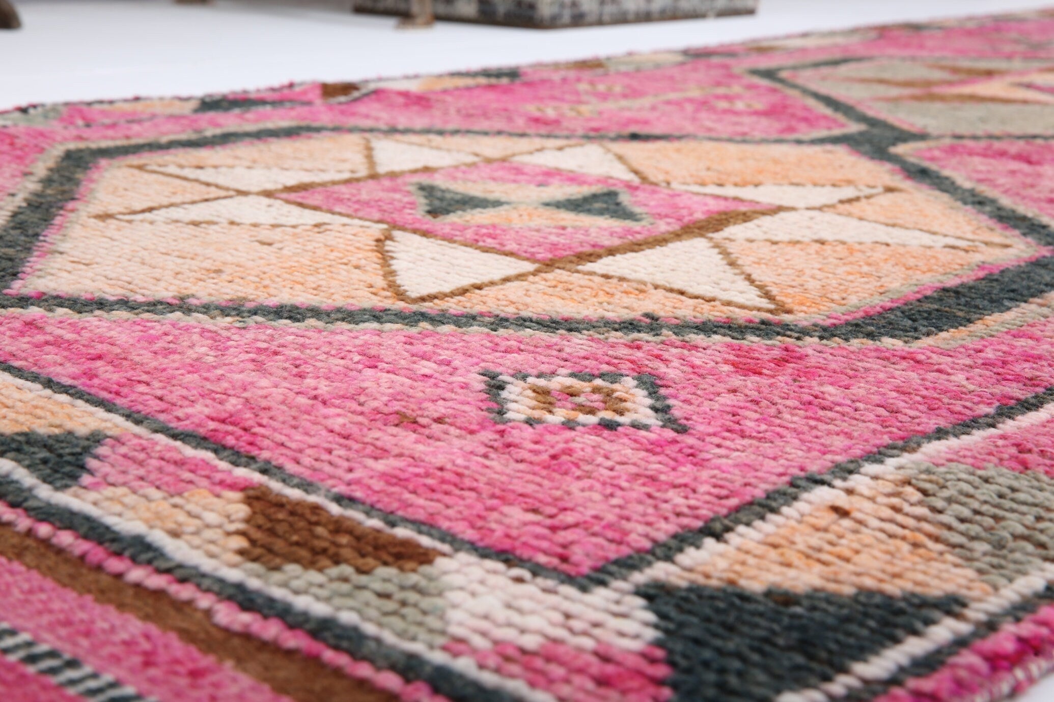 Vintage Herki Runner Rug 3'4" x 11'7" ft