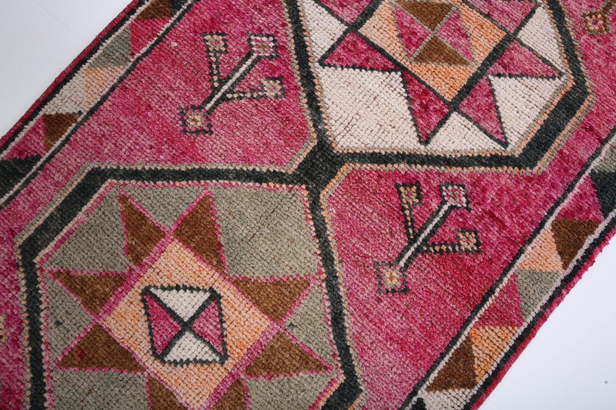 Vintage Herki Runner Rug 3'4" x 11'7" ft