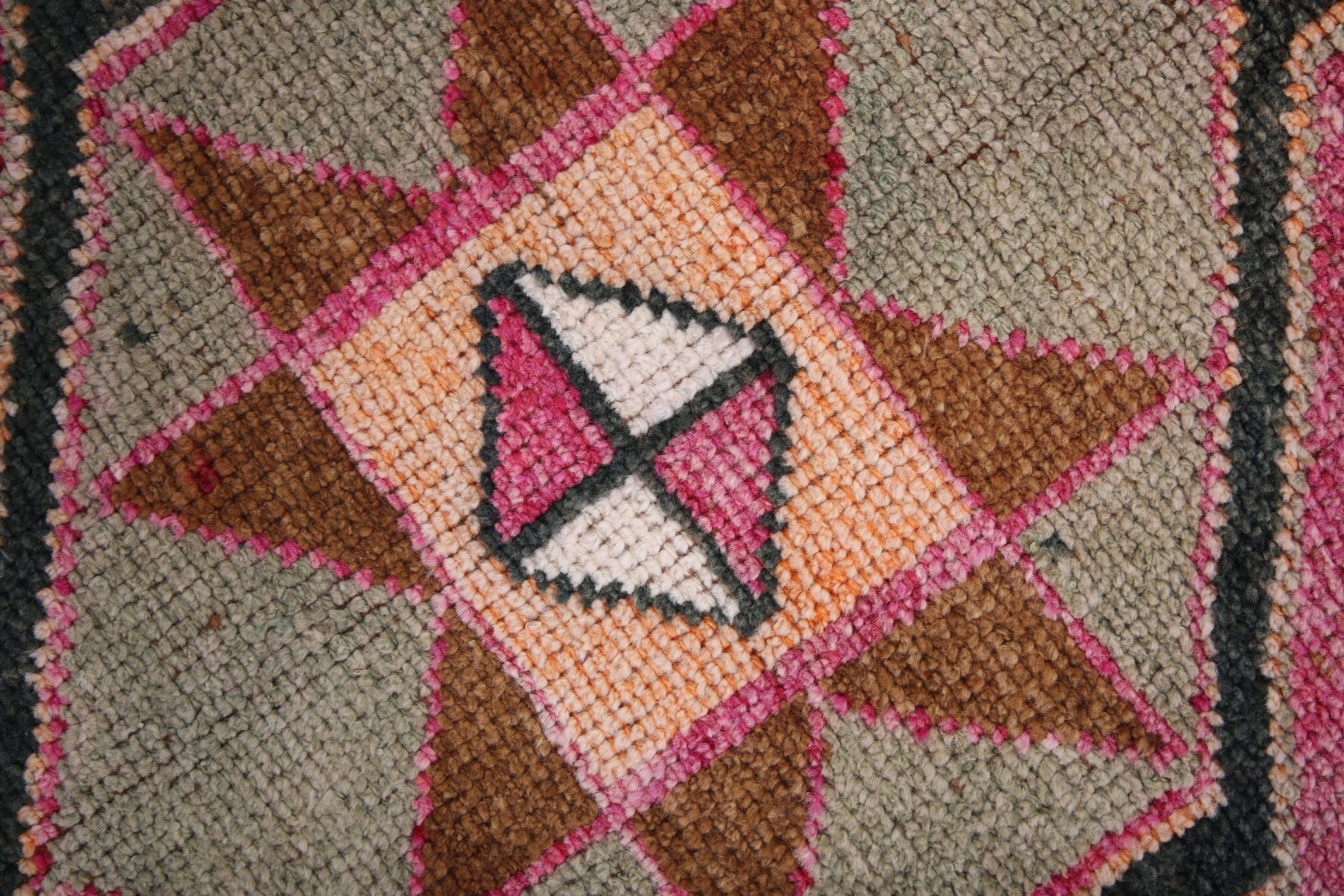 Vintage Herki Runner Rug 3'4" x 11'7" ft