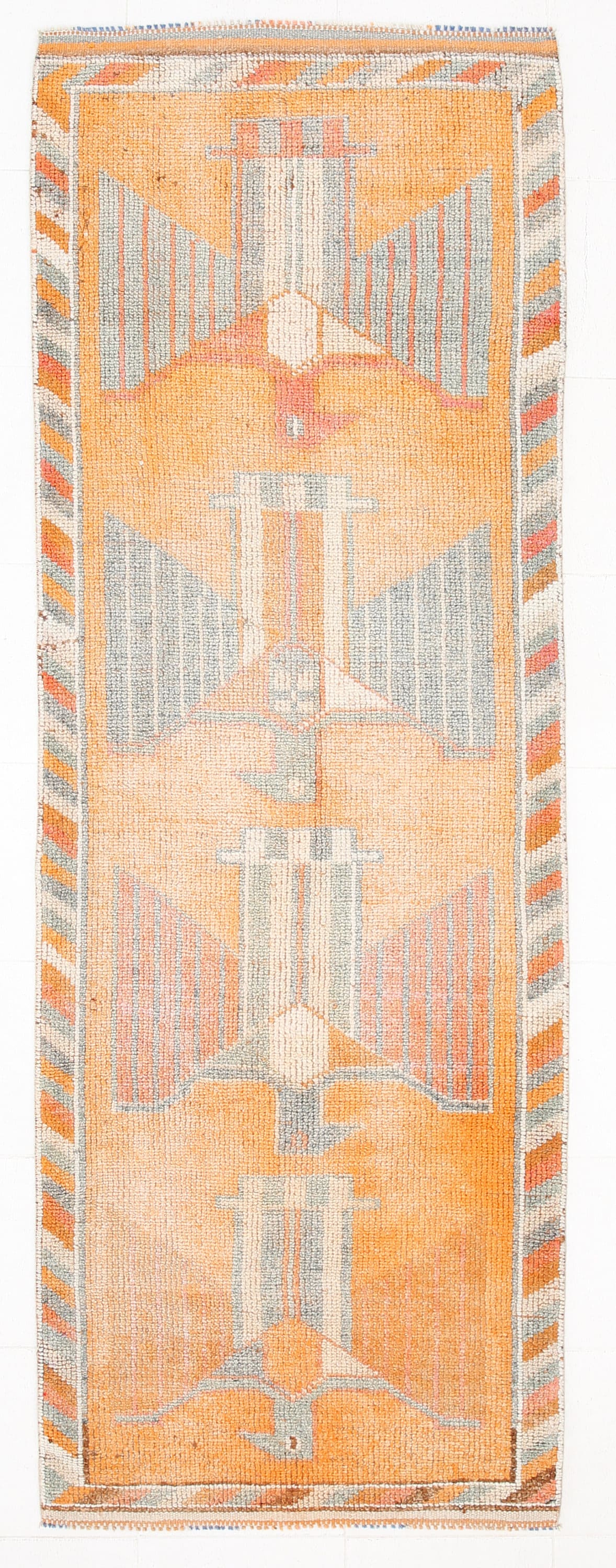 Vintage Herki Runner Rug 3'5" x 10'1" ft