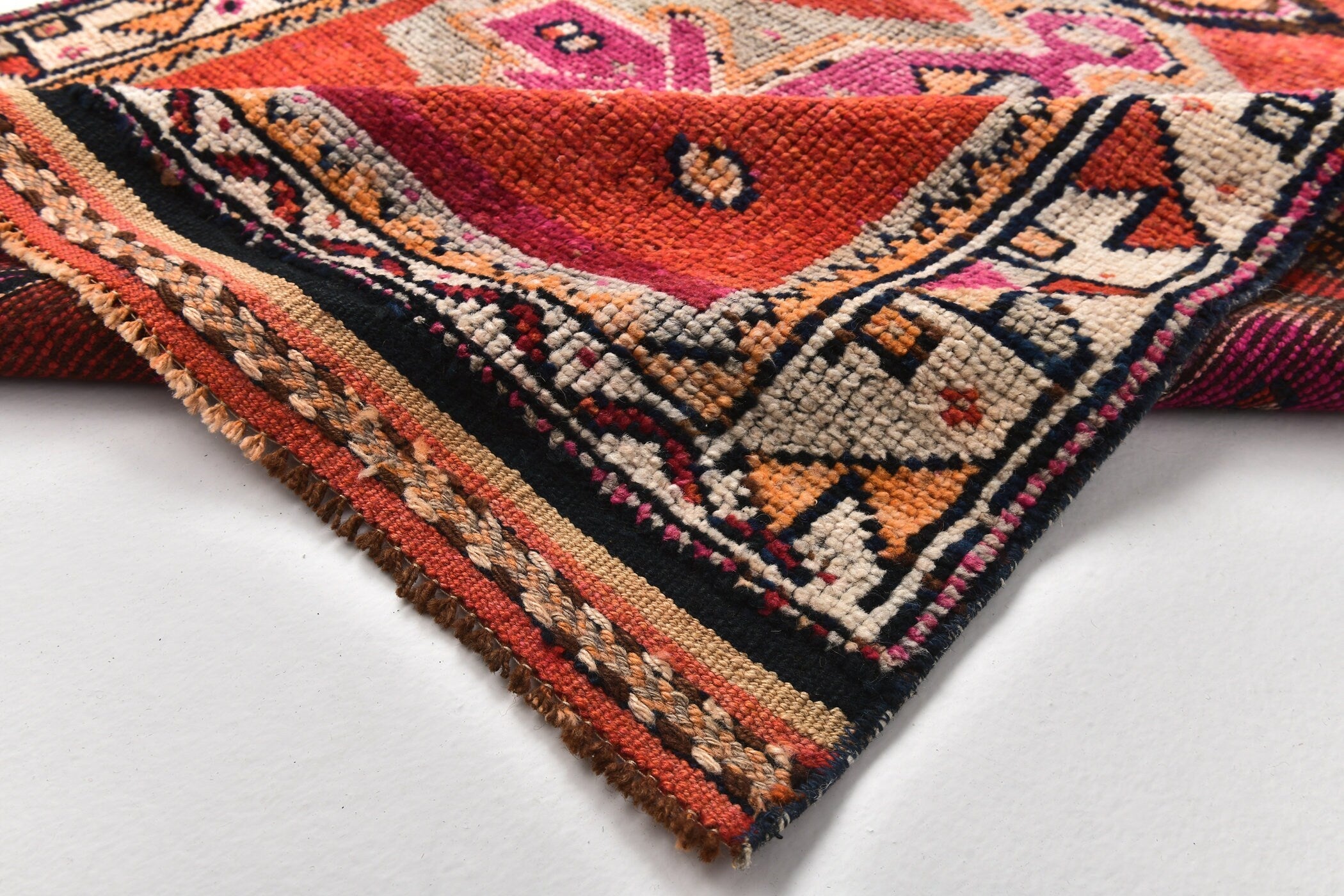 Vintage Herki Runner Rug 3'5" x 10'11" ft