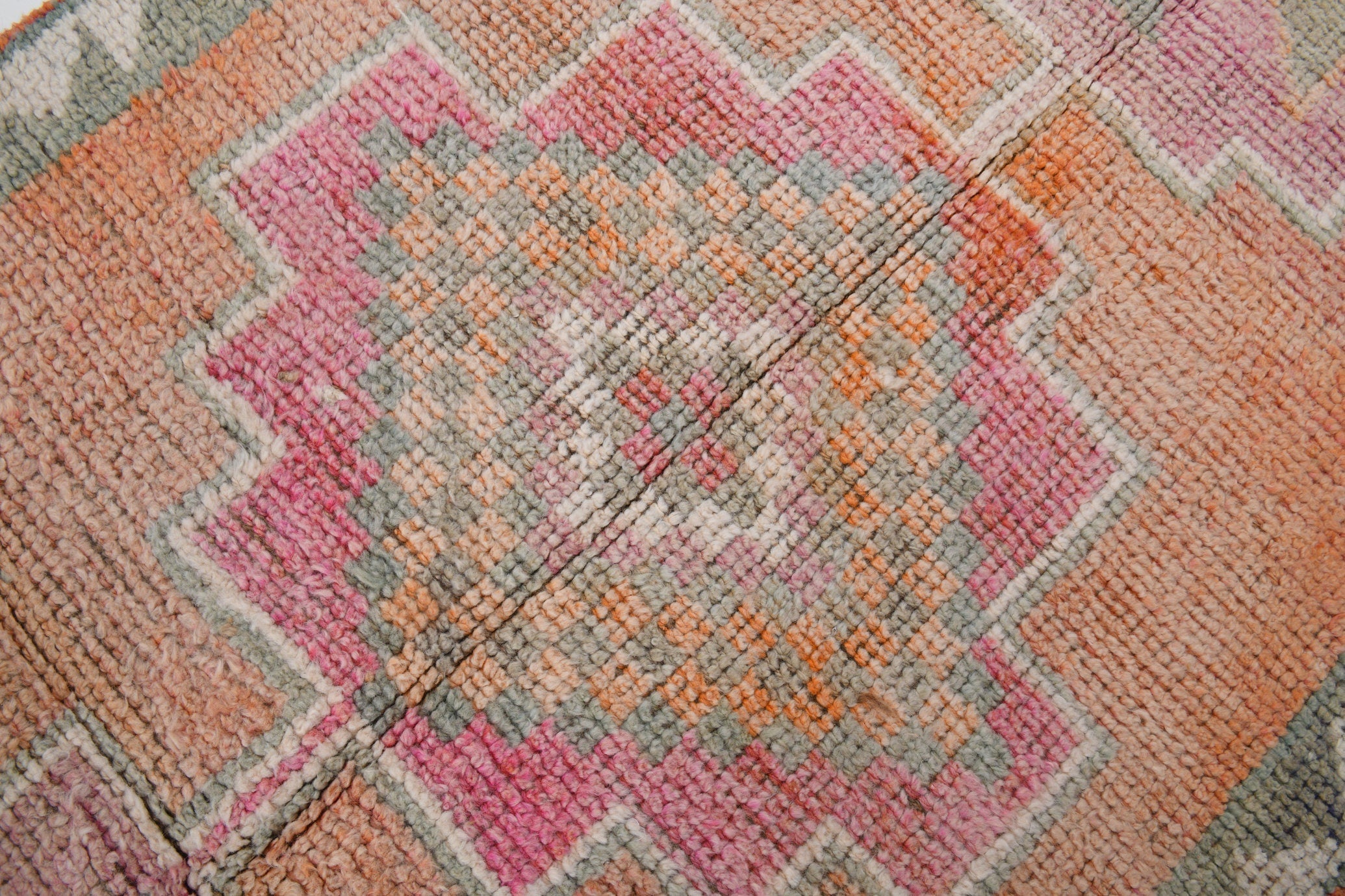 Vintage Herki Runner Rug 3'5" x 10'7" ft