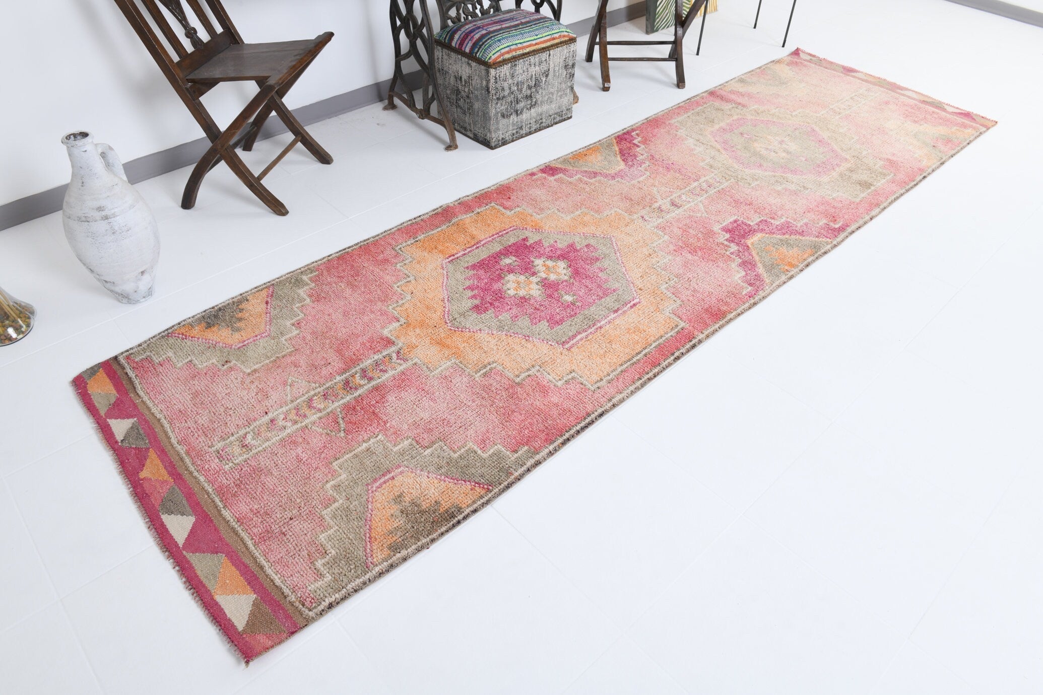 Vintage Herki Runner Rug 3’6’’ x 11’11’’ ft
