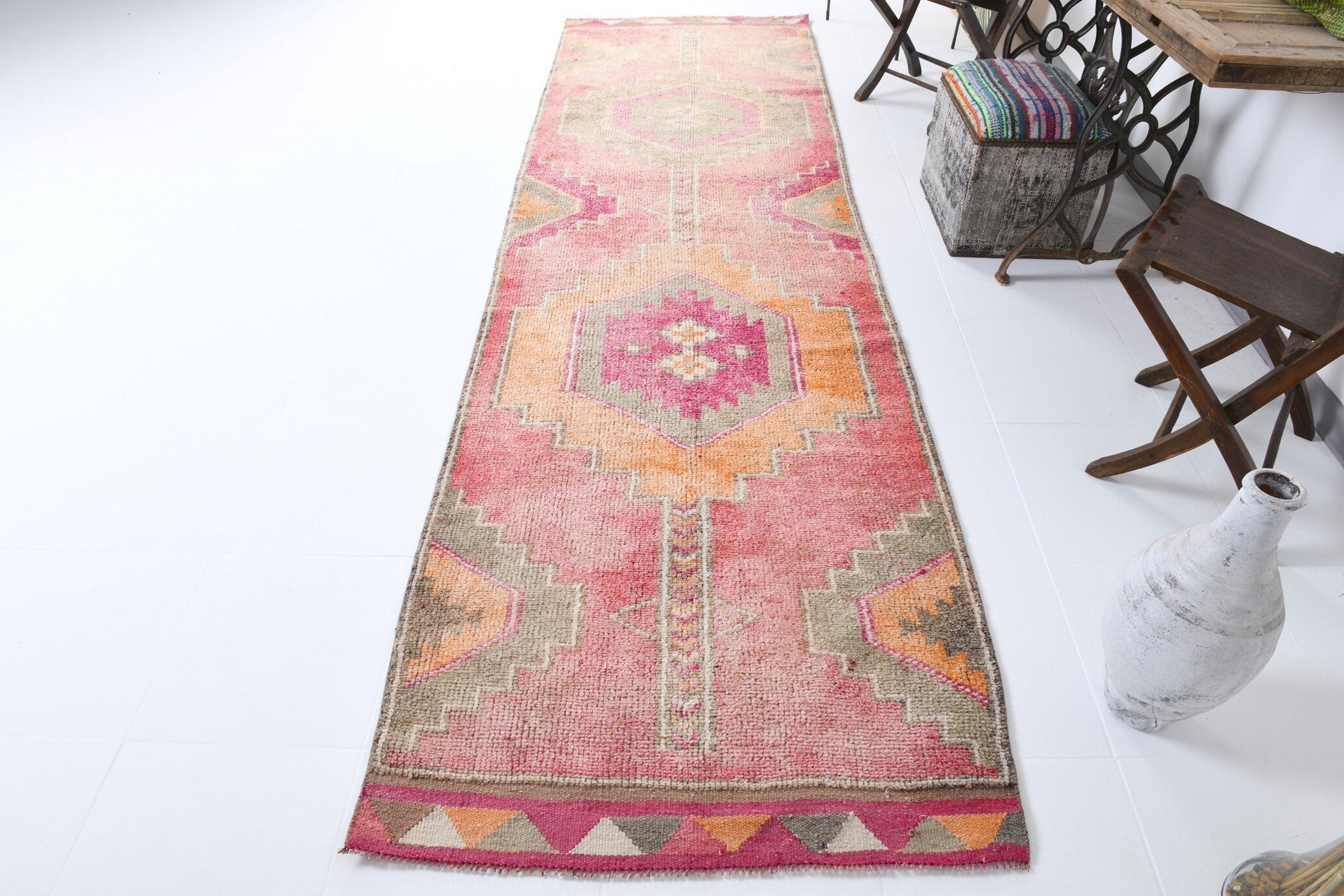 Vintage Herki Runner Rug 3’6’’ x 11’11’’ ft