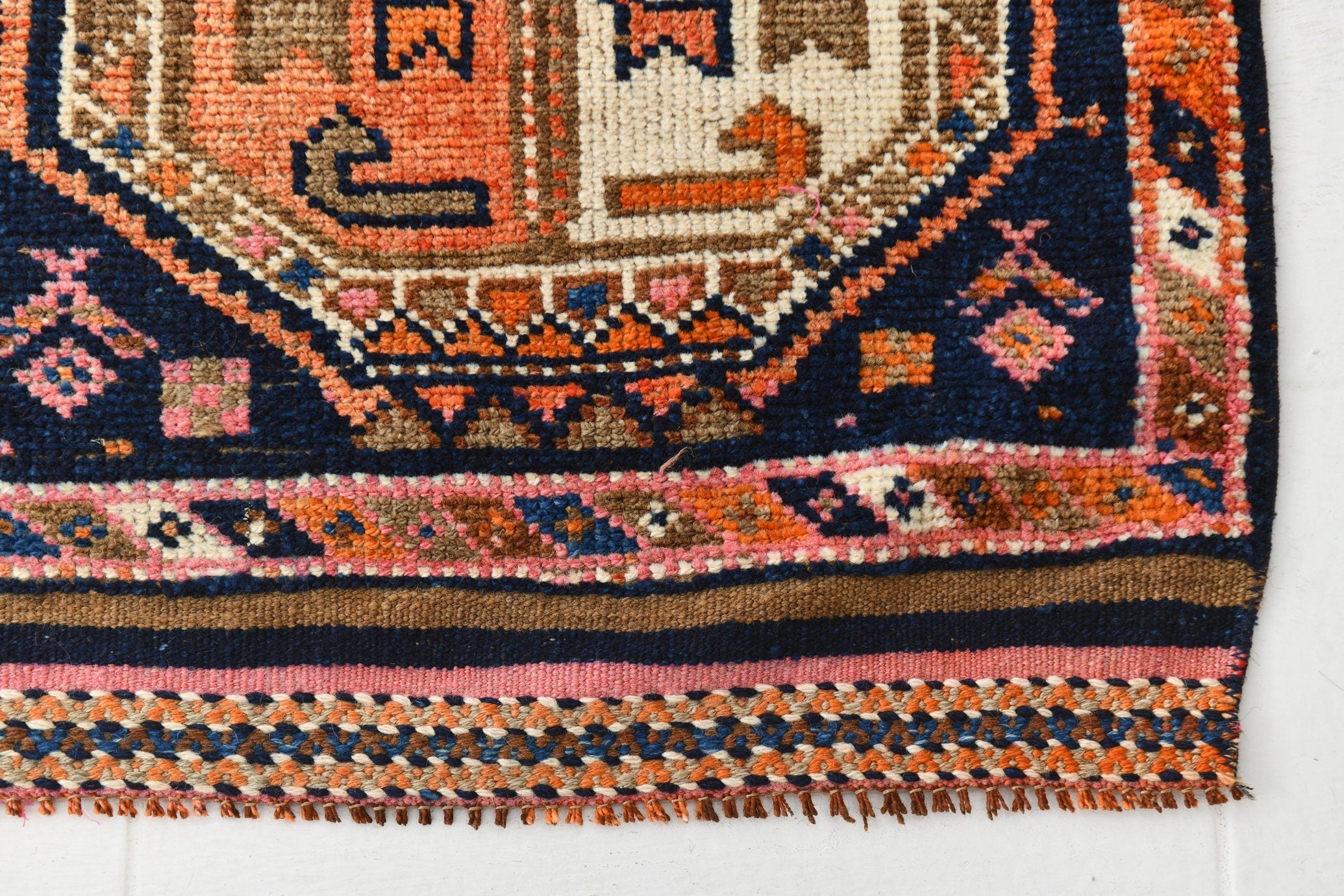 Vintage Herki Runner Rug 3'7" x 10'7" ft