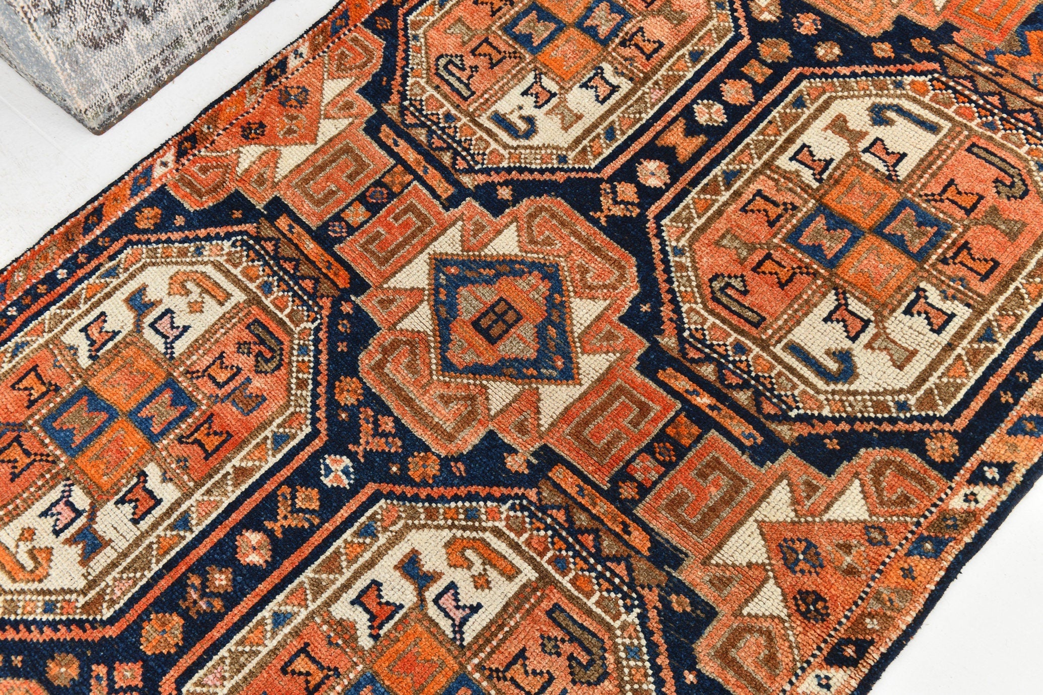 Vintage Herki Runner Rug 3'7" x 10'7" ft
