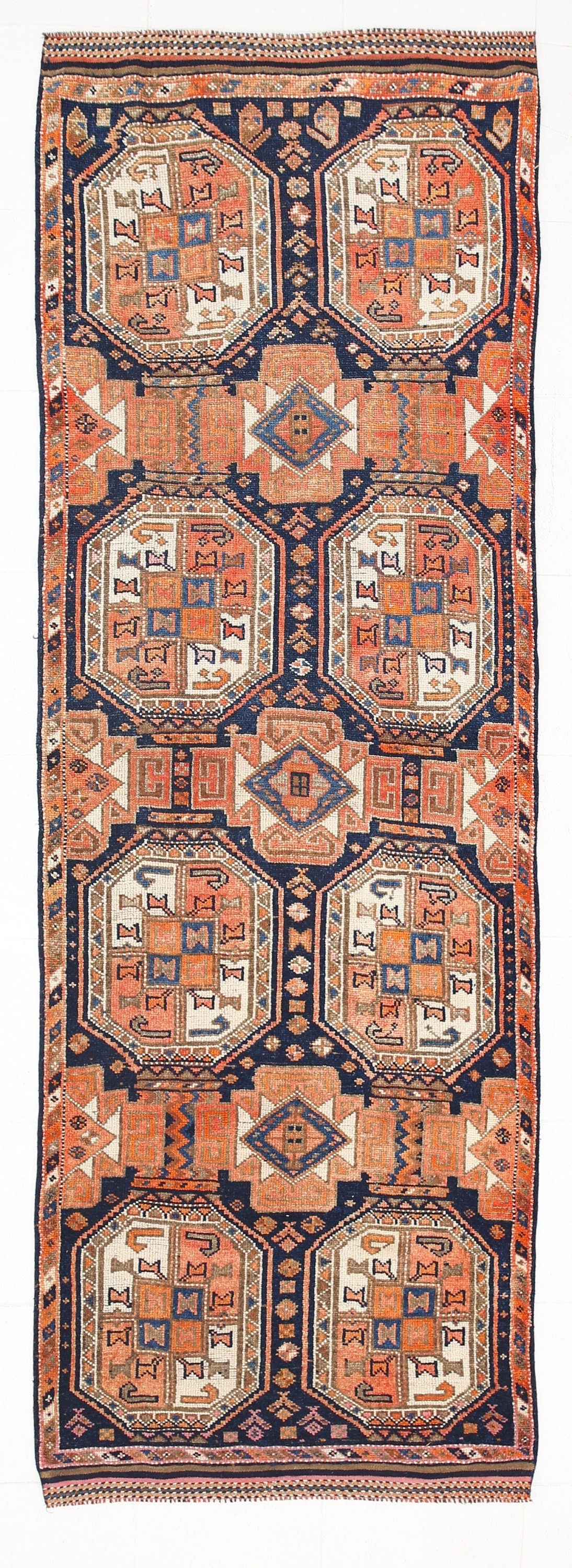 Vintage Herki Runner Rug 3'7" x 10'7" ft