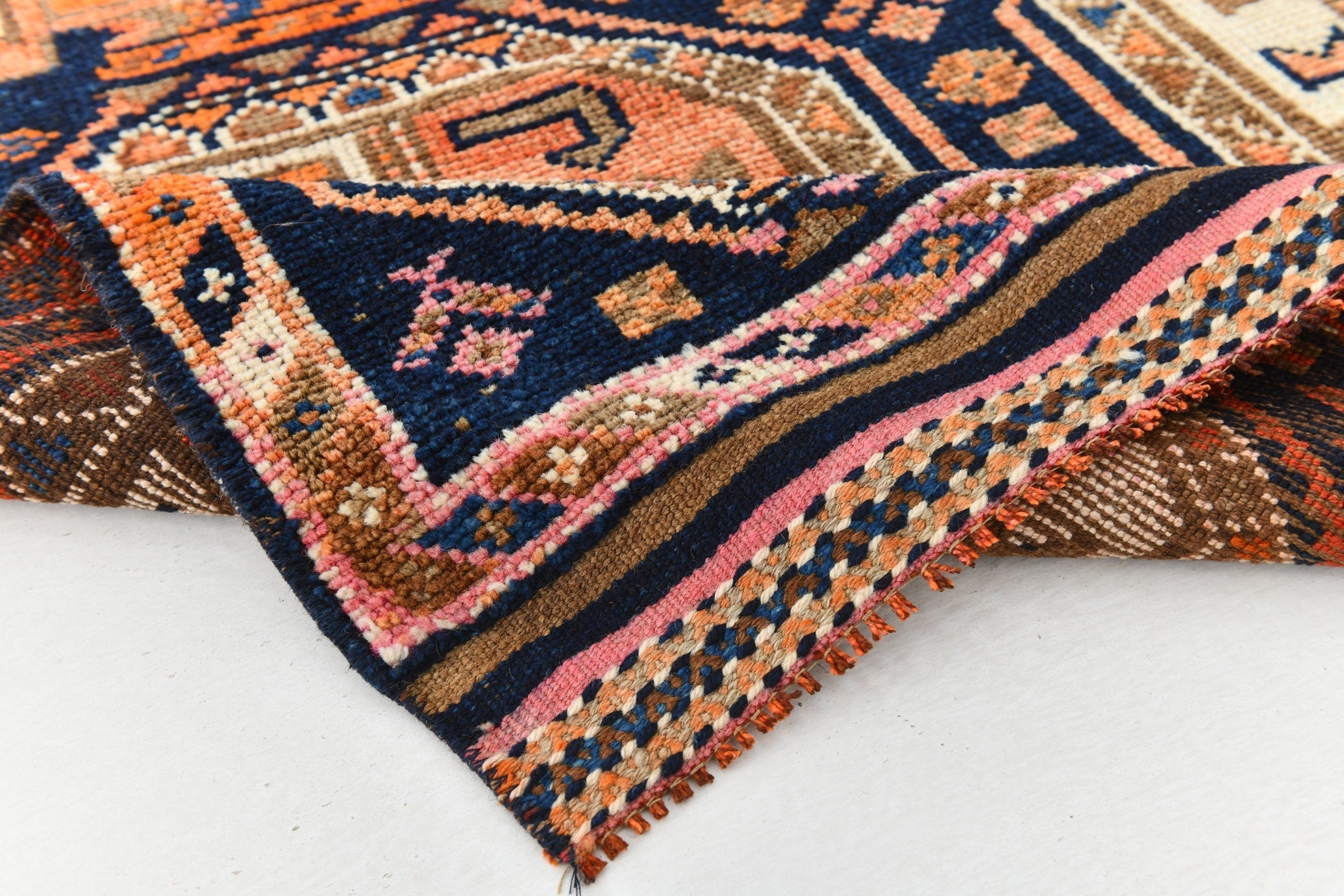 Vintage Herki Runner Rug 3'7" x 10'7" ft