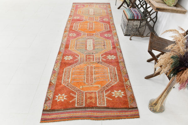 Vintage Herki Runner Rug 3’7’’ x 11’9’’ ft