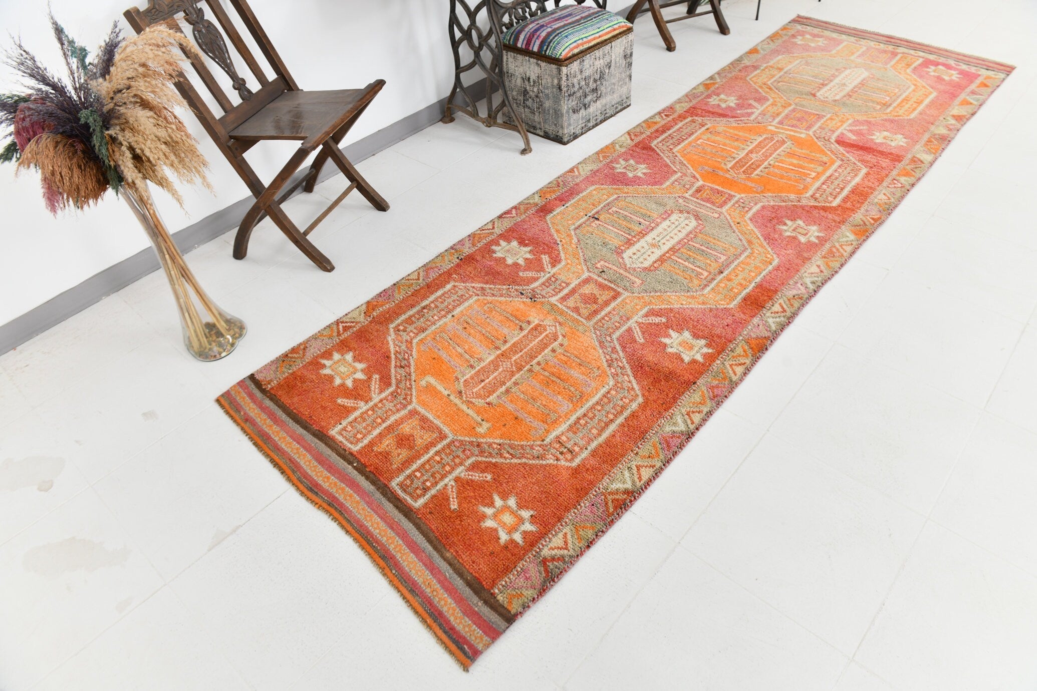 Vintage Herki Runner Rug 3’7’’ x 11’9’’ ft