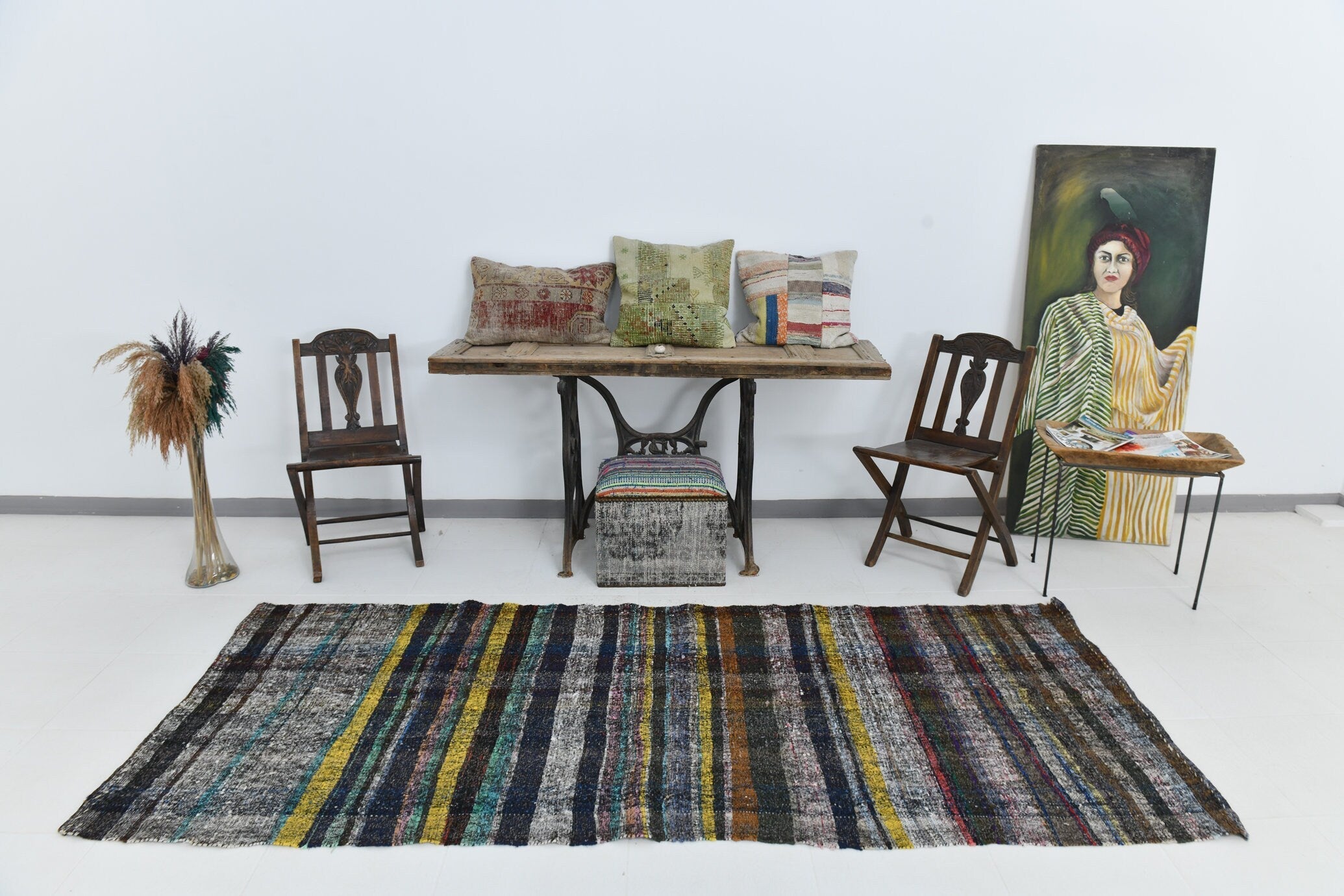 Vintage Kilim 3'9" x 8'11" ft