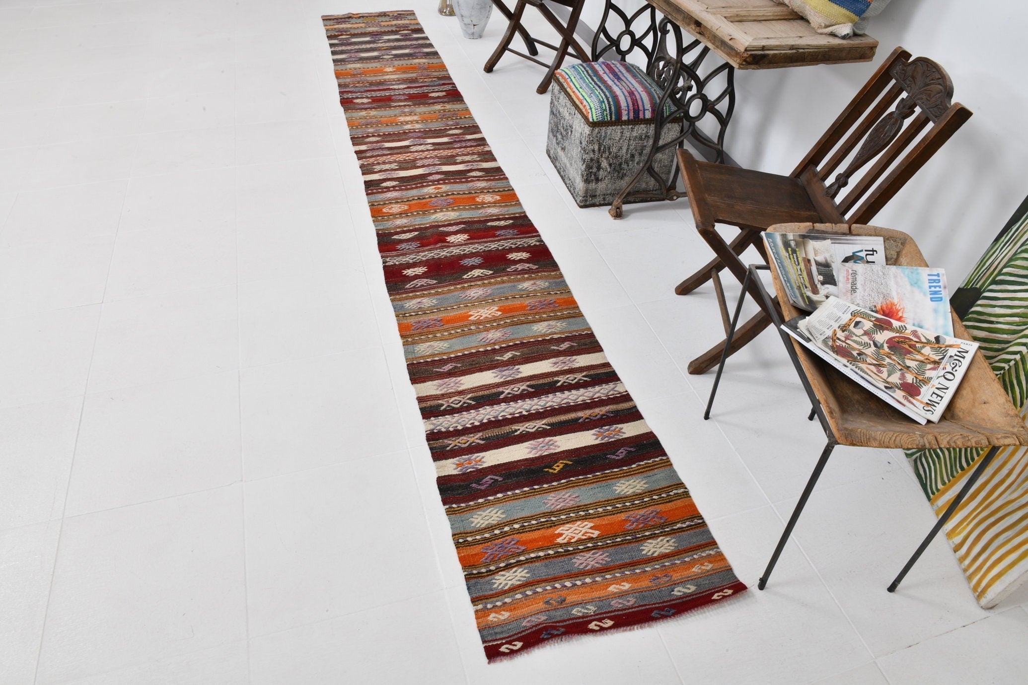 Vintage Kilim Anatolian 1'11" x 13'4" ft