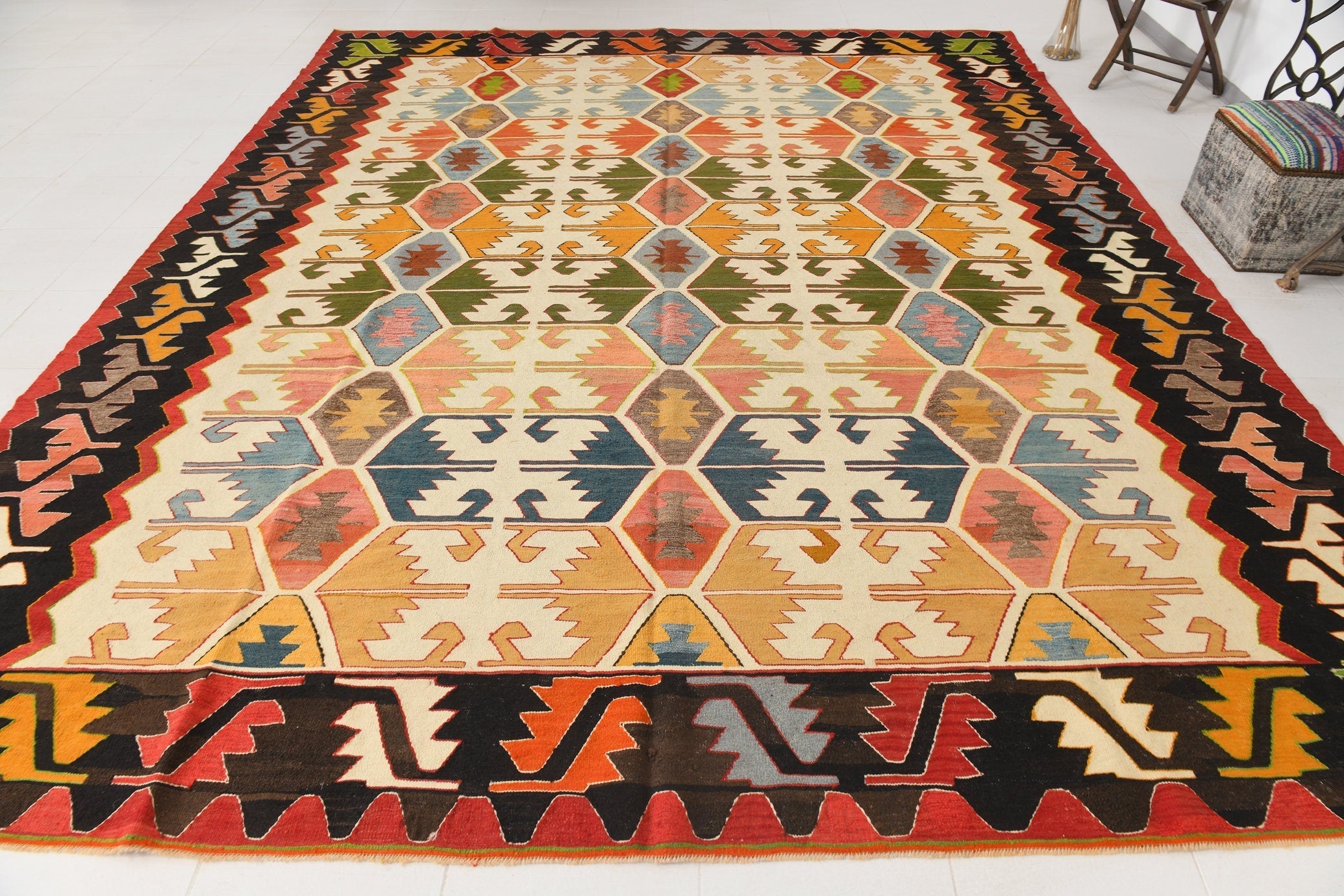 Vintage Kilim Anatolian 11’2’’ x 13’9’’ ft