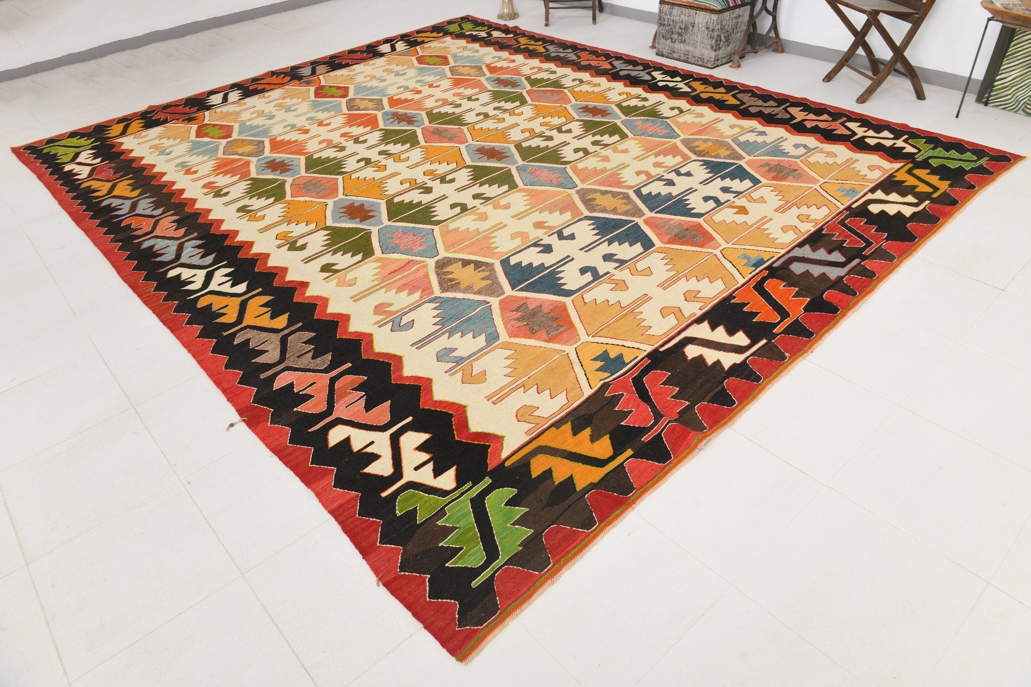 Vintage Kilim Anatolian 11’2’’ x 13’9’’ ft