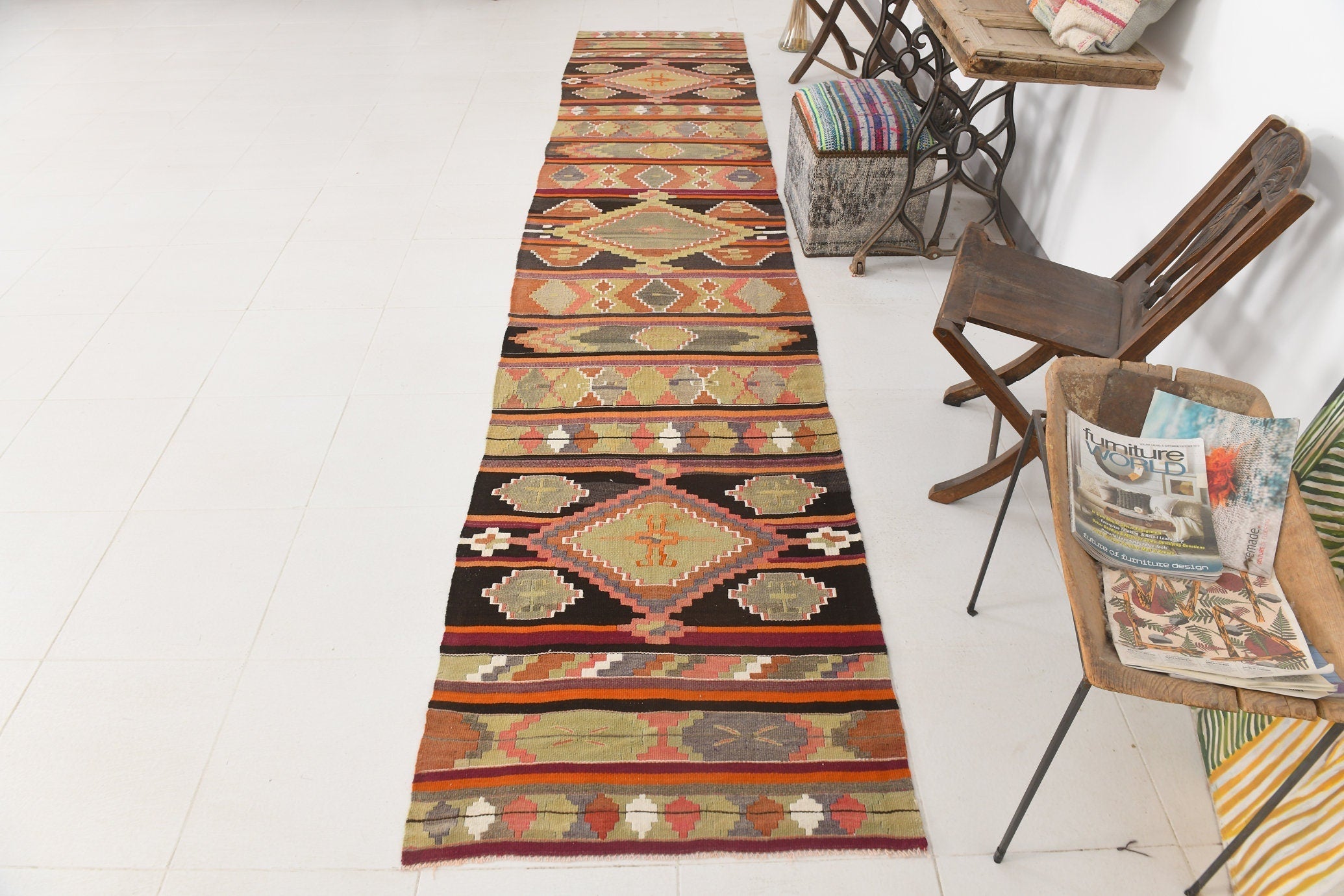 Vintage Kilim Anatolian 2'10" x 14'0" ft