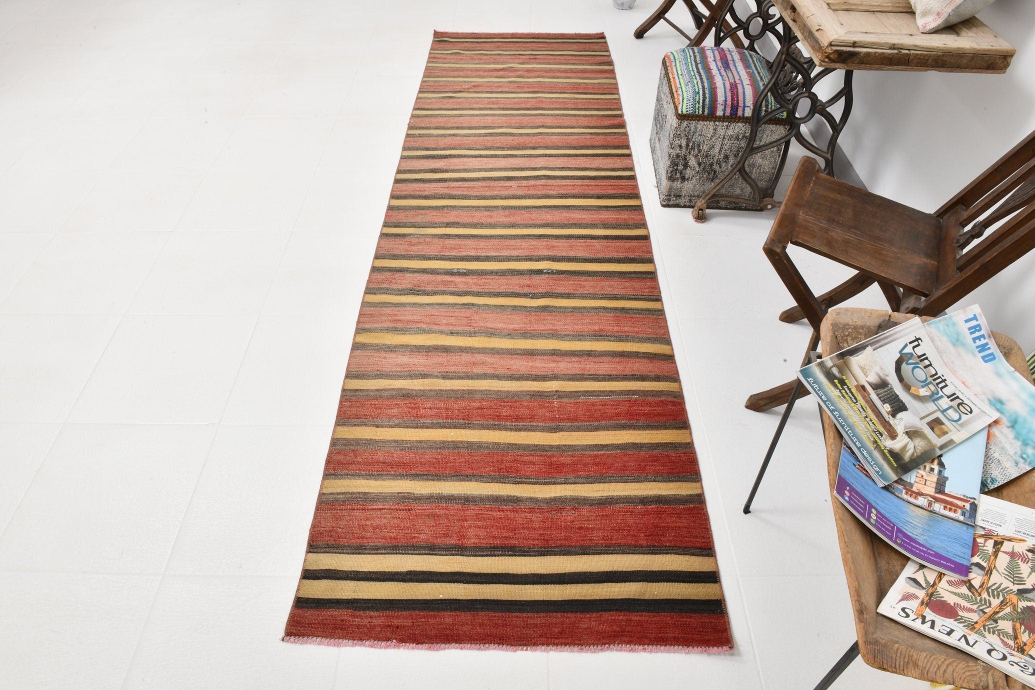 Vintage Kilim Anatolian 2'11" x 10'1" ft