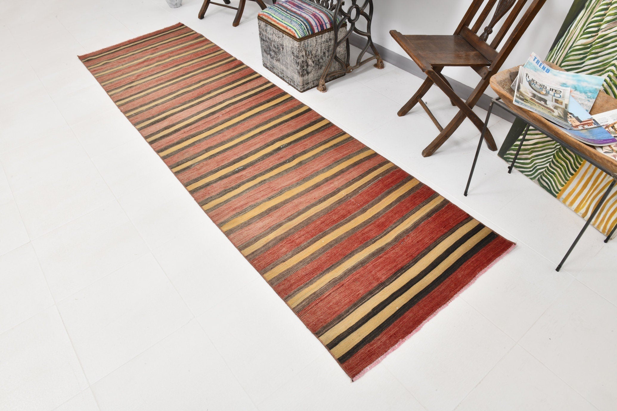Vintage Kilim Anatolian 2'11" x 10'1" ft