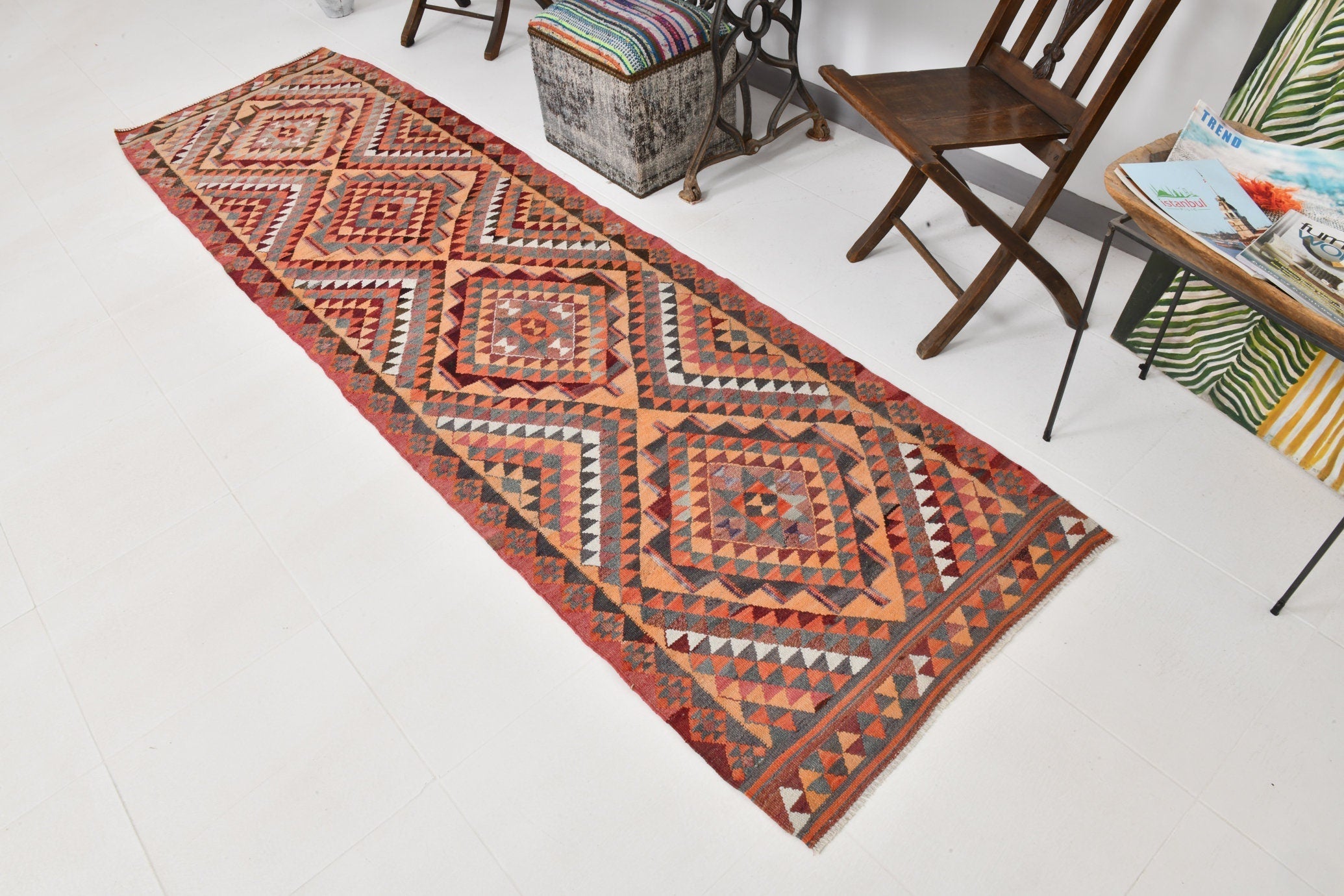 Vintage Kilim Anatolian 2'11" x 10'2" ft