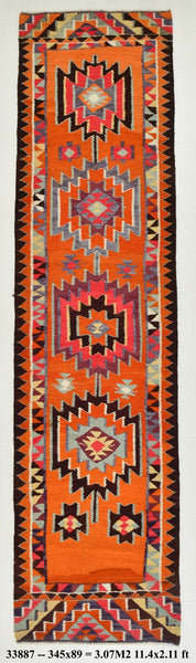 Vintage Kilim Anatolian 2’11’’ x 11’4’’ ft