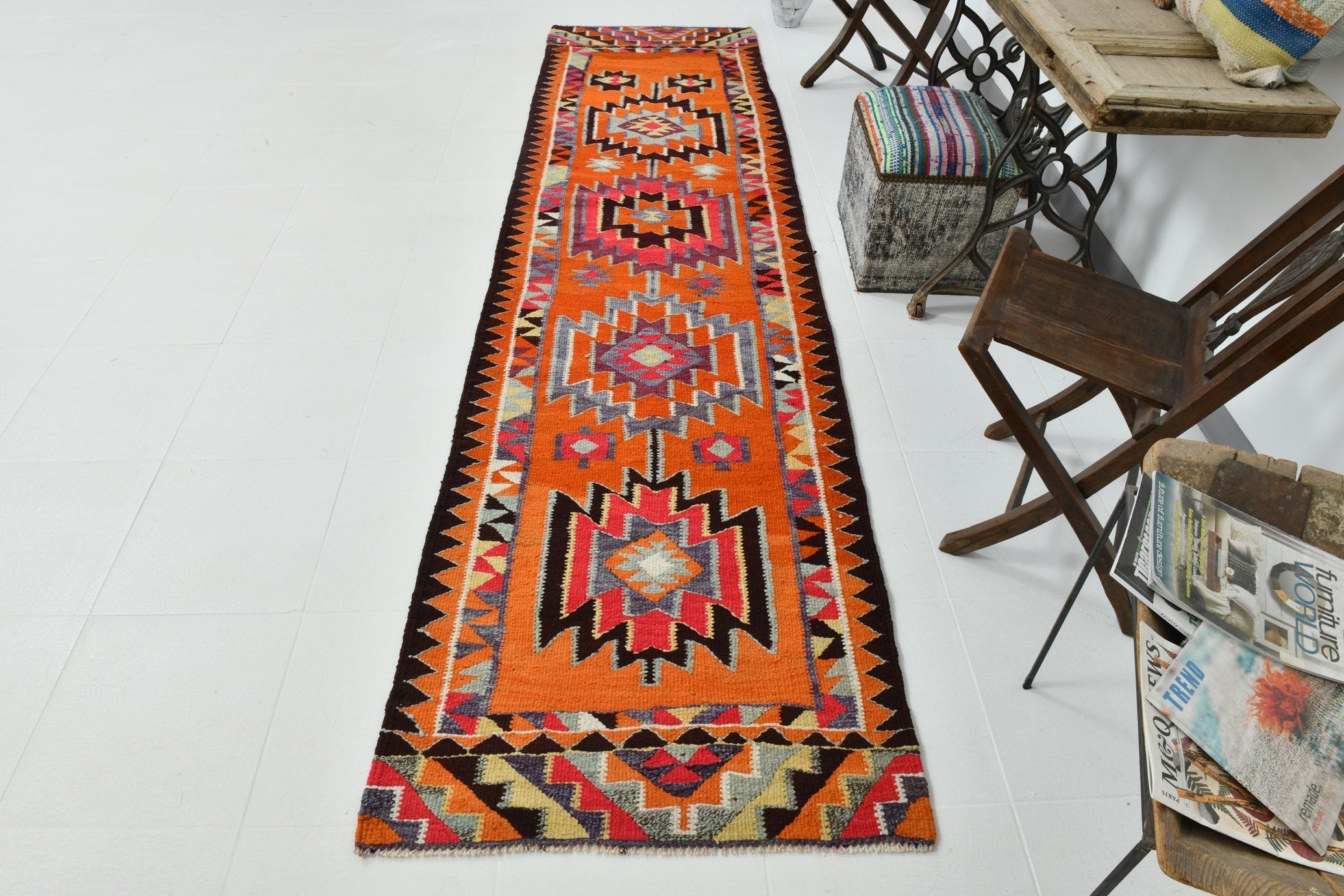 Vintage Kilim Anatolian 2’11’’ x 11’4’’ ft
