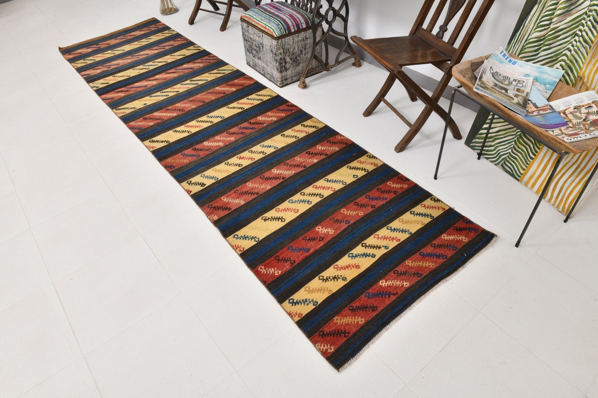 Vintage Kilim Anatolian 2'11" x 11'7" ft