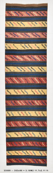 Vintage Kilim Anatolian 2'11" x 11'7" ft