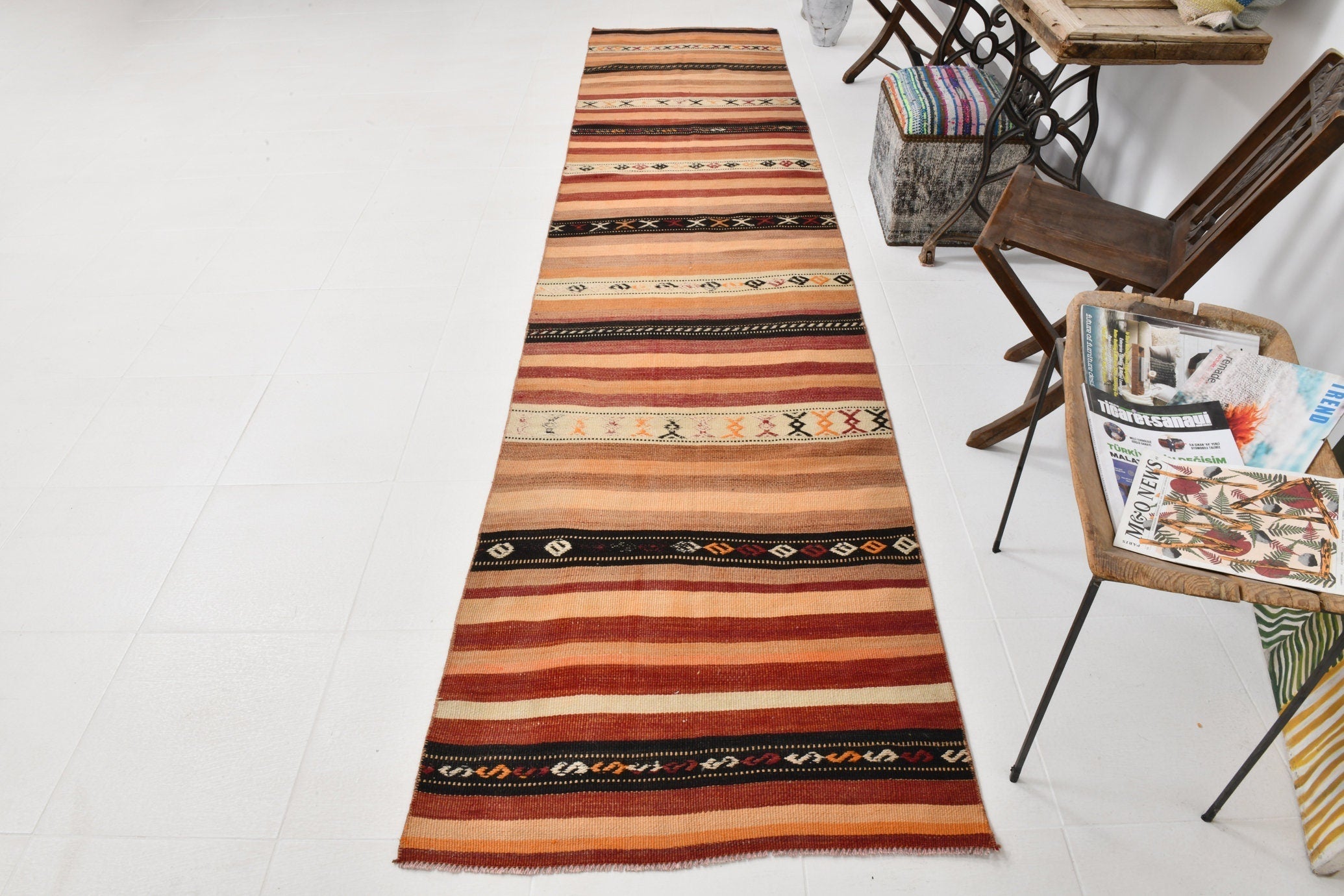 Vintage Kilim Anatolian 2’11’’ x 13’2’’ ft