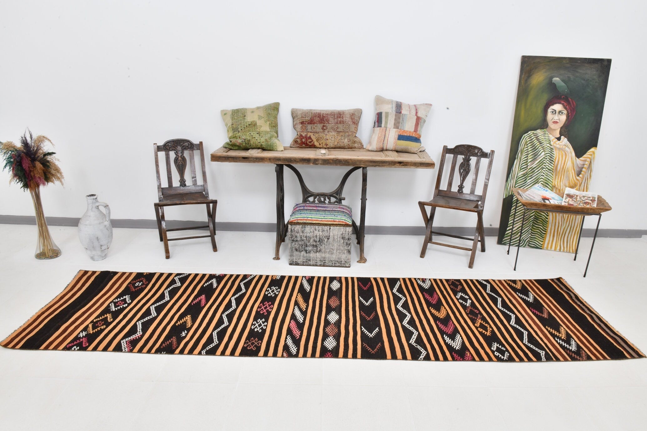 Vintage Kilim Anatolian 2'12" x 11'5" ft