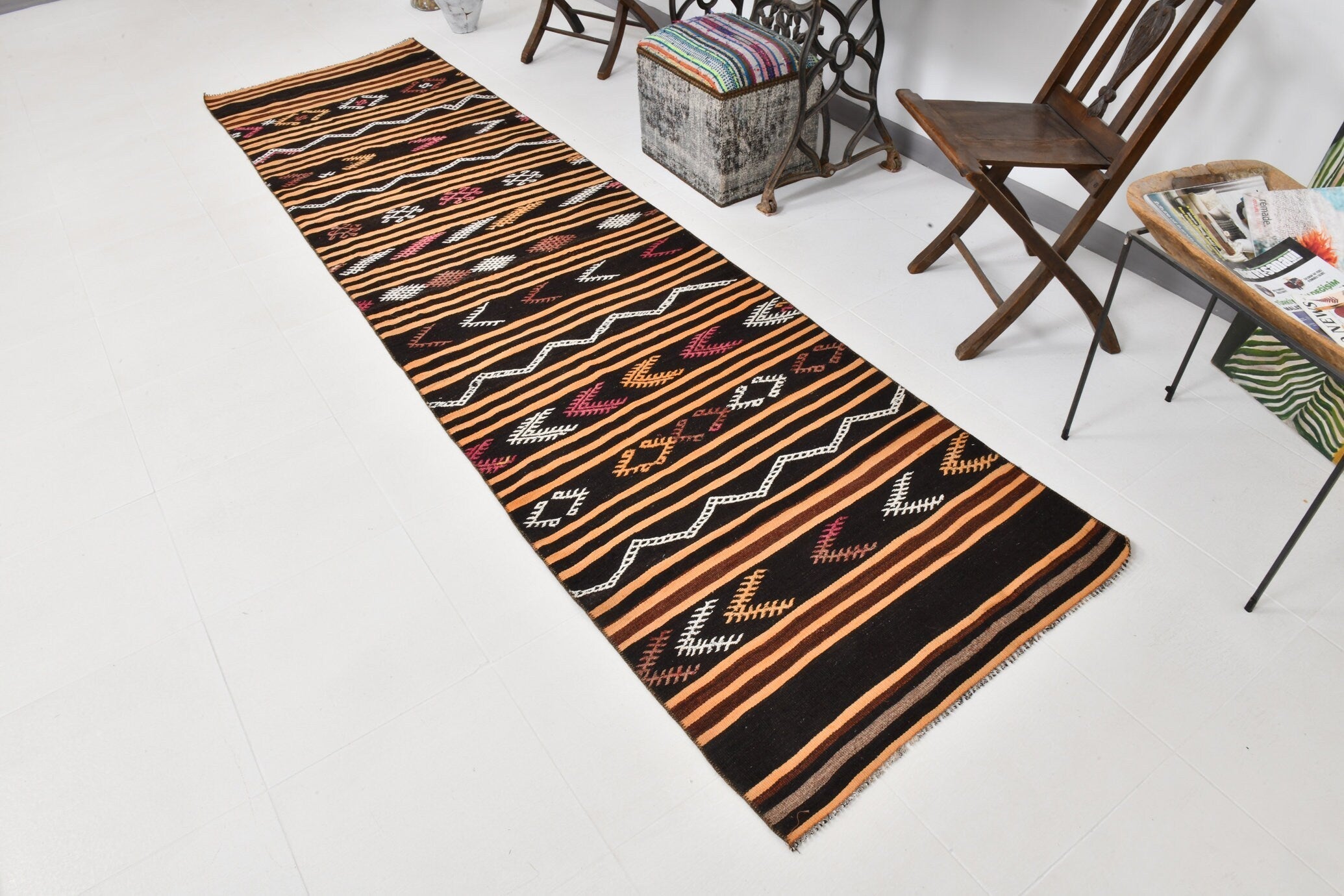 Vintage Kilim Anatolian 2'12" x 11'5" ft