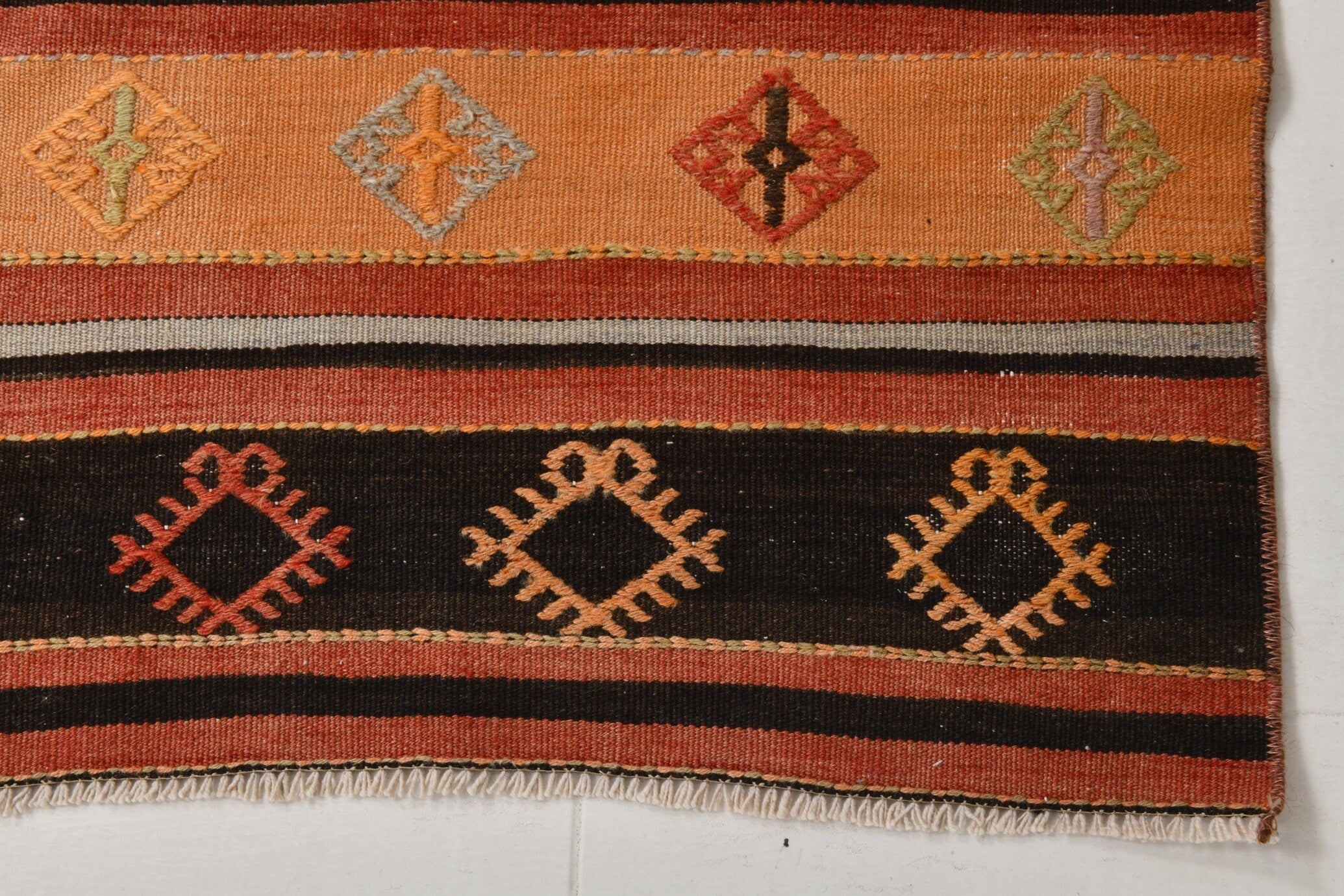 Vintage Kilim Anatolian 2'12" x 12'8" ft