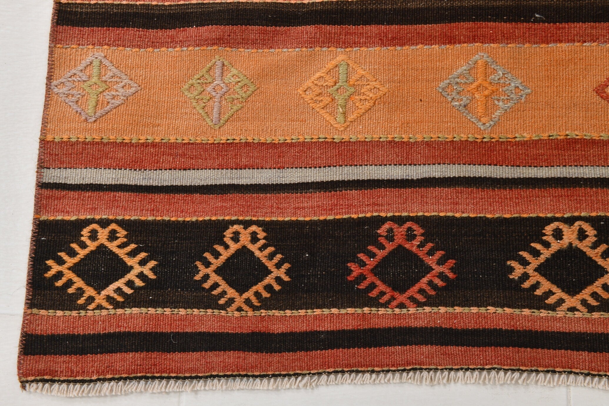 Vintage Kilim Anatolian 2'12" x 12'8" ft