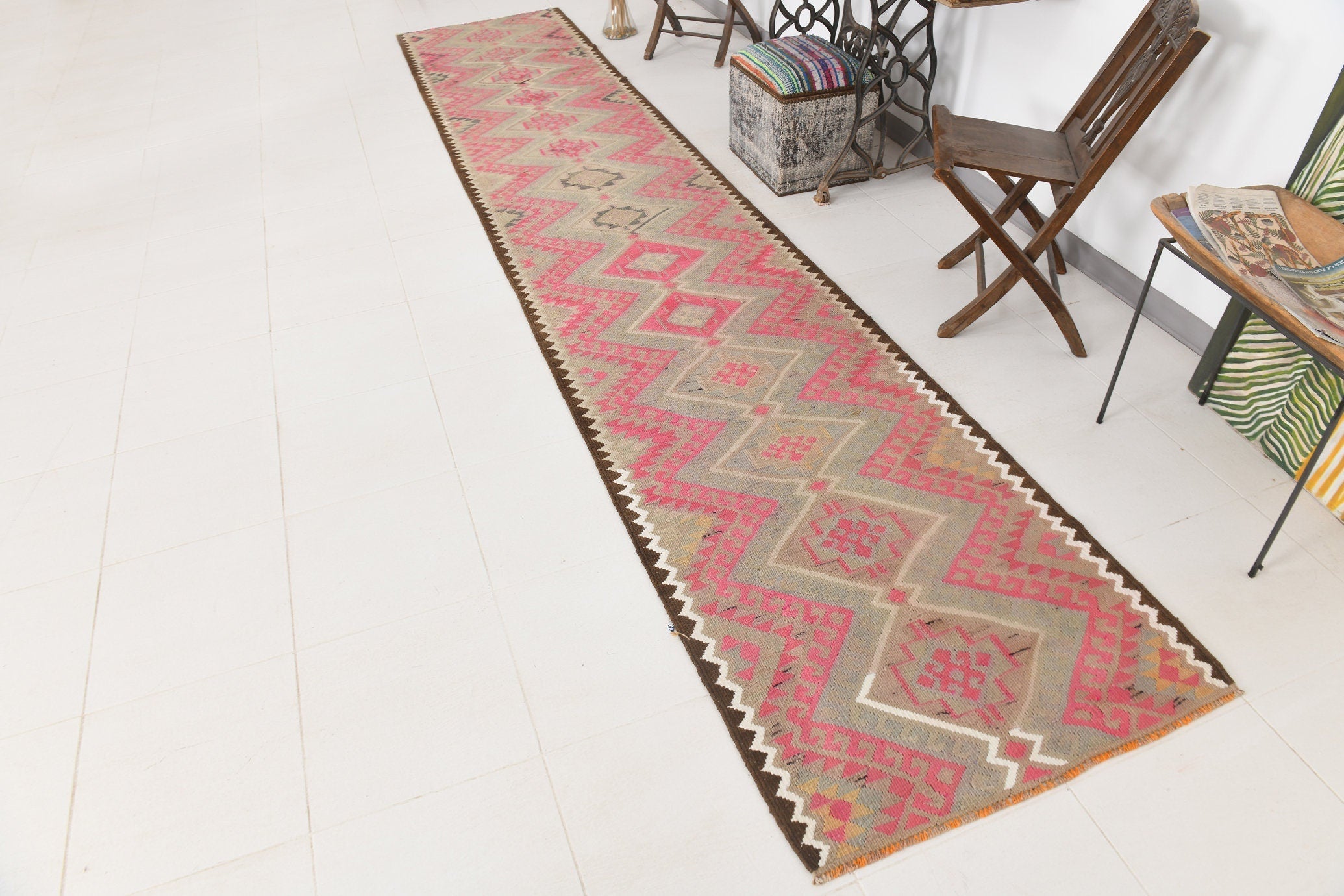 Vintage Kilim Anatolian 2’12’’ x 15’7’’ ft