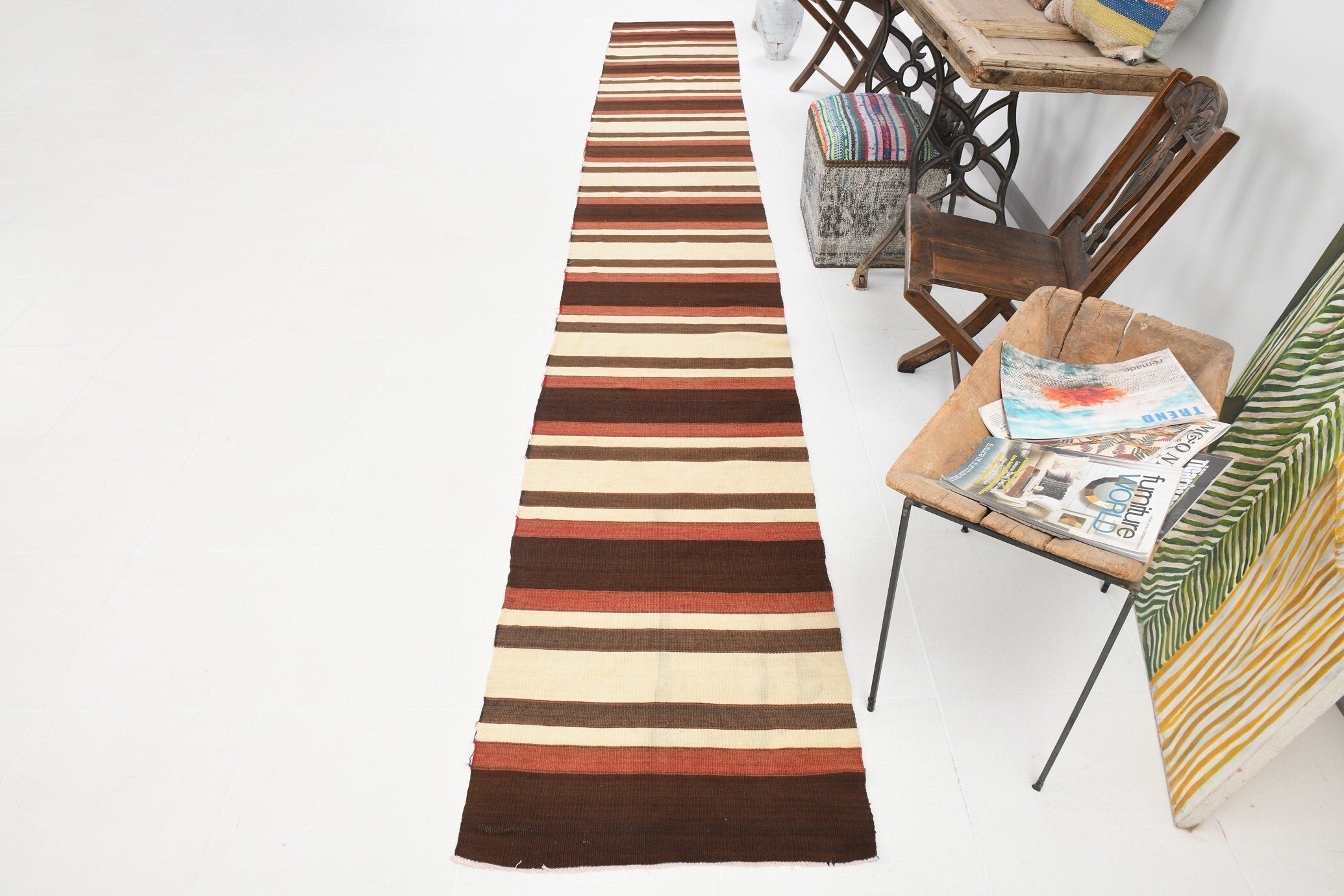 Vintage Kilim Anatolian 2'2" x 15'1" ft
