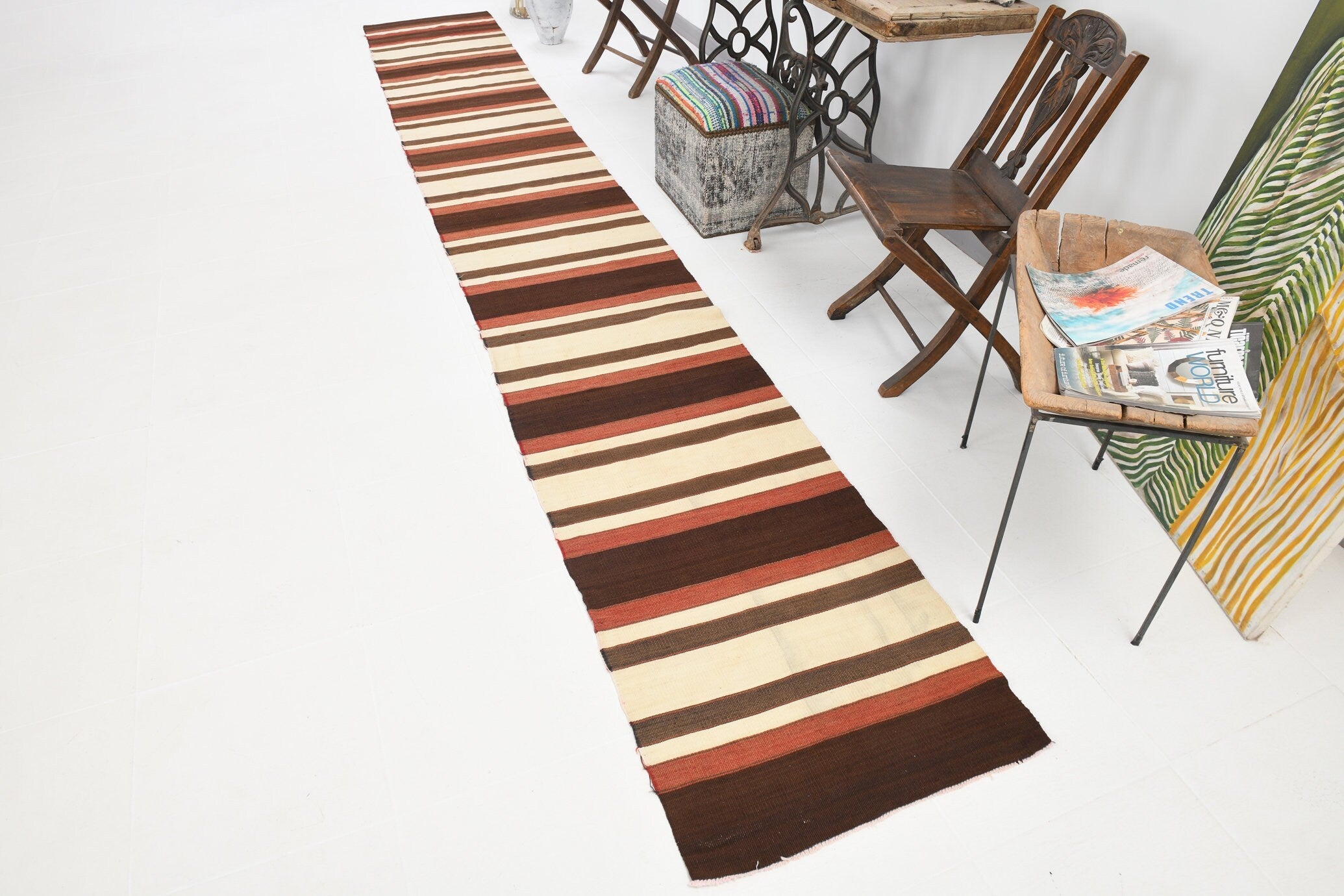 Vintage Kilim Anatolian 2'2" x 15'1" ft