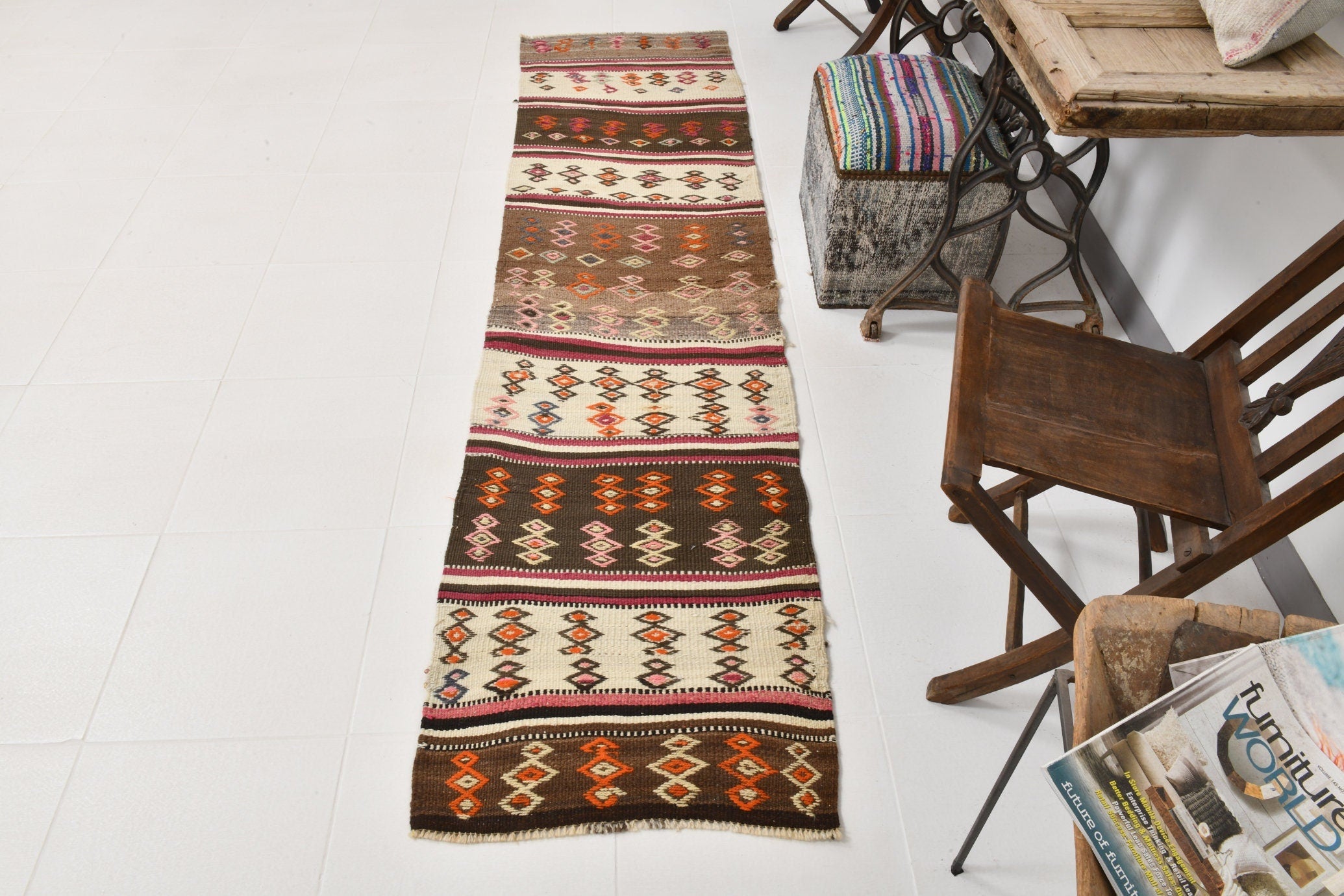 Vintage Kilim Anatolian 2'2" x 8'7" ft