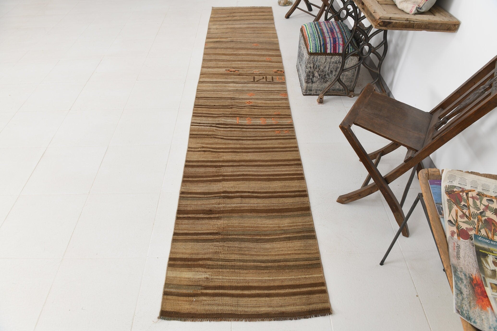 Vintage Kilim Anatolian 2'4" x 11'8" ft