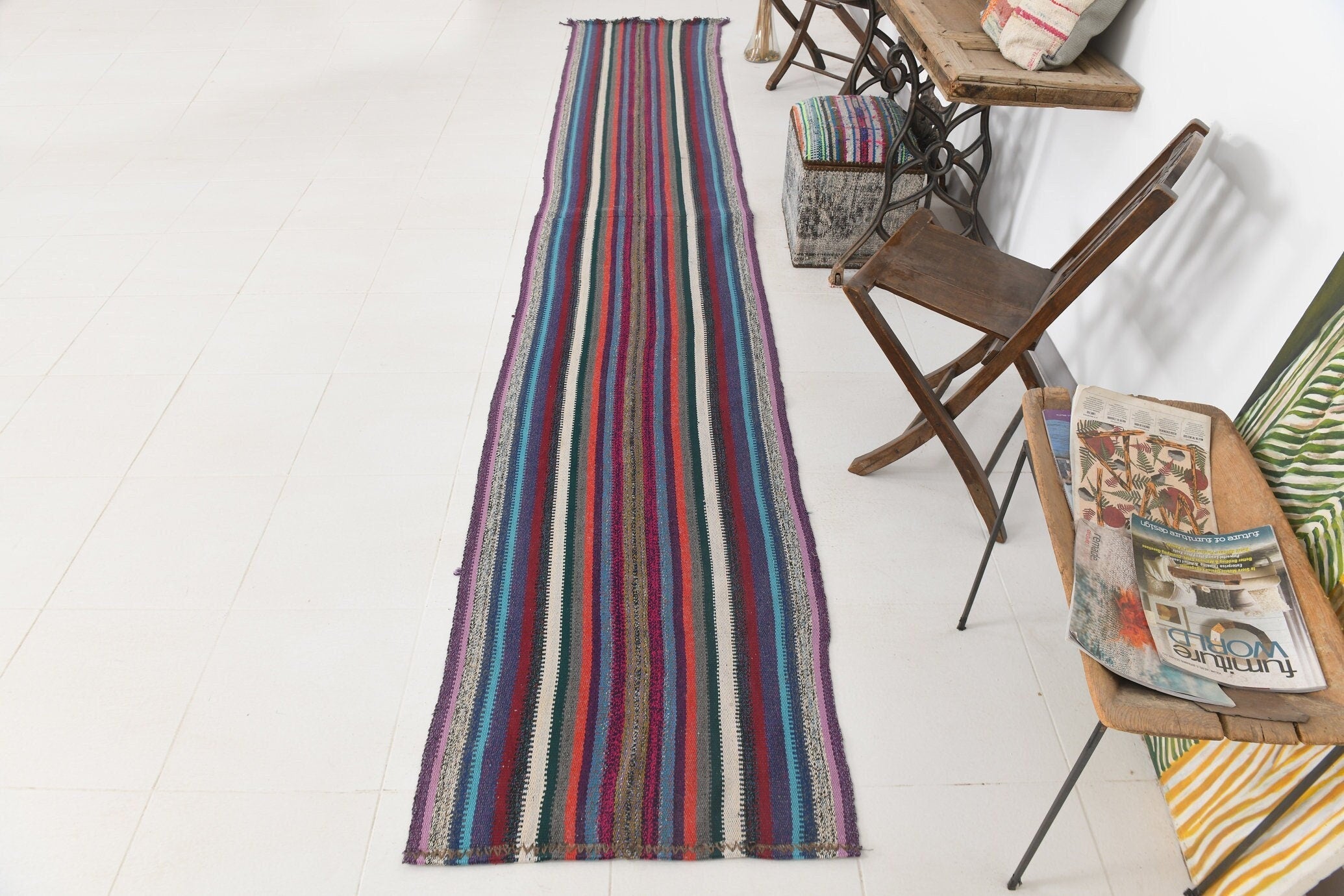 Vintage Kilim Anatolian 2’5’’ x 14’3’’ ft