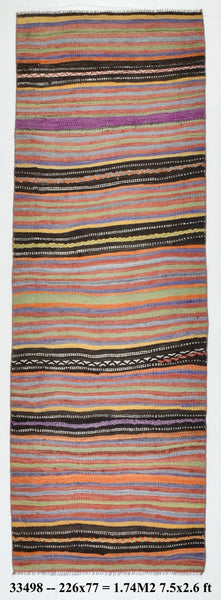 Vintage Kilim Anatolian 2'6" x 7'5" ft