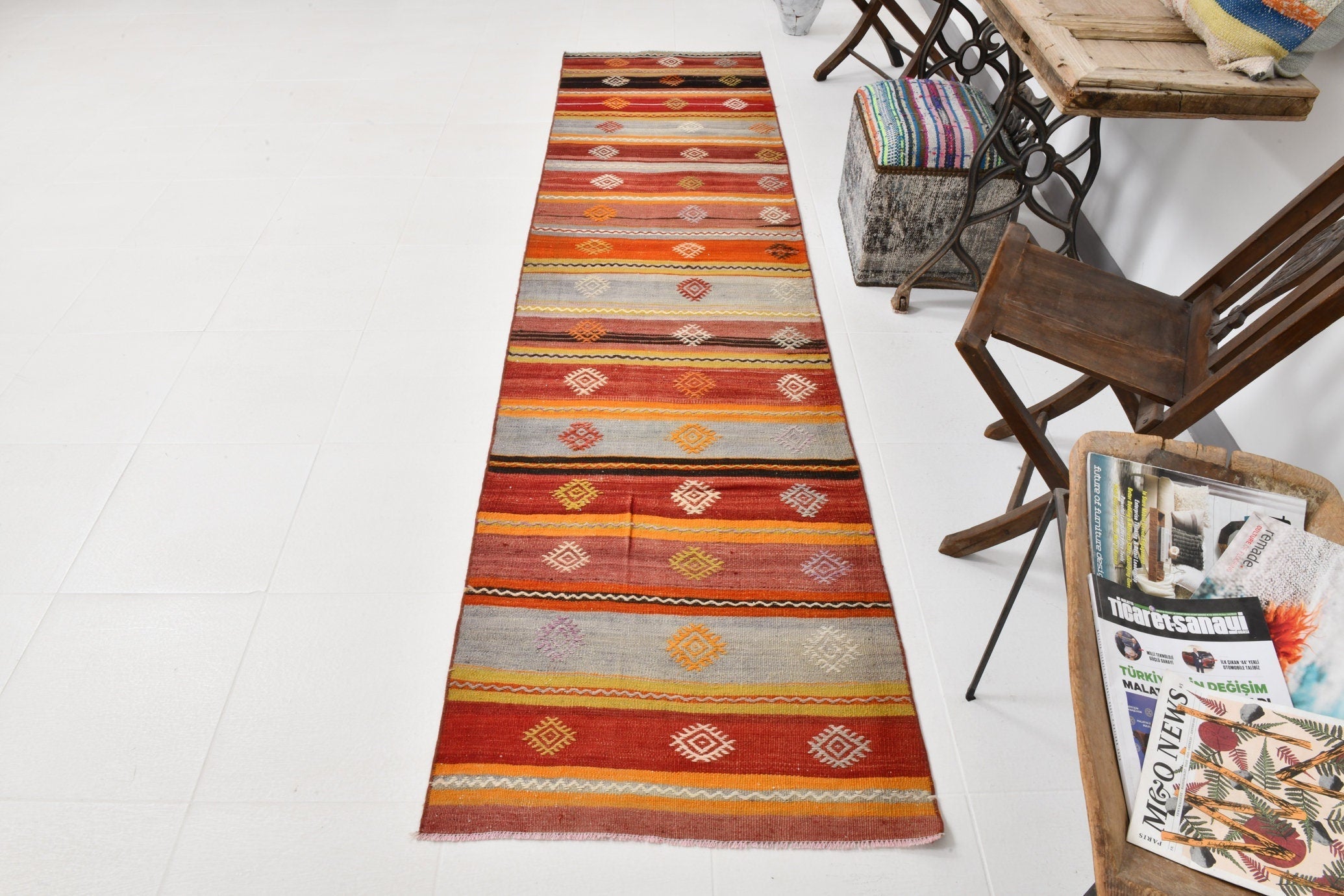Vintage Kilim Anatolian 2’7’’ x 10’4’’ ft