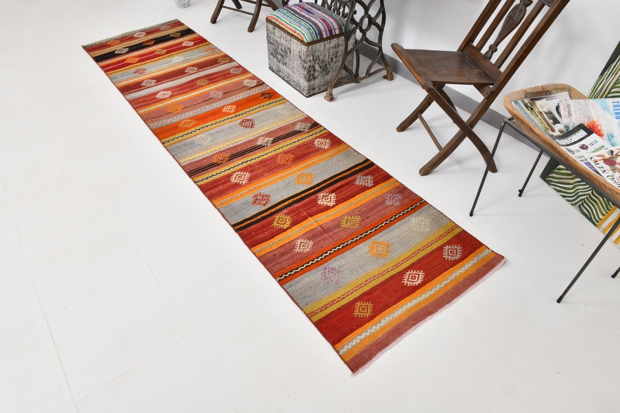 Vintage Kilim Anatolian 2’7’’ x 10’4’’ ft