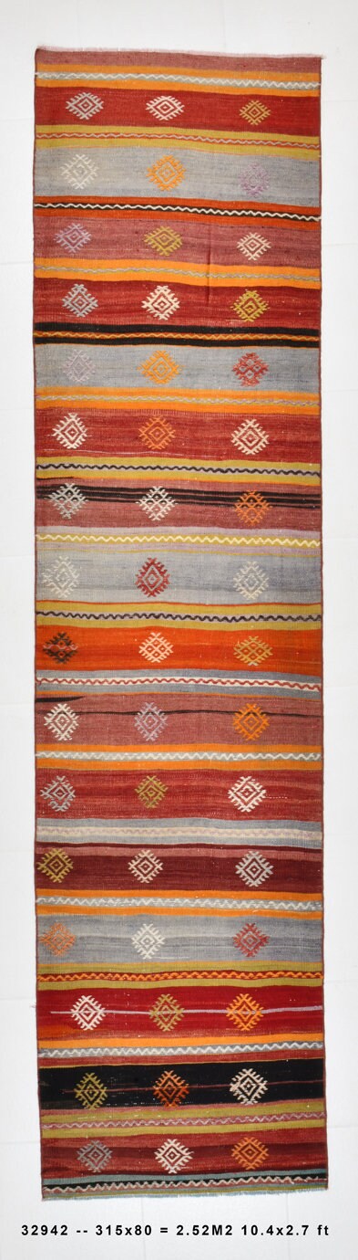 Vintage Kilim Anatolian 2’7’’ x 10’4’’ ft