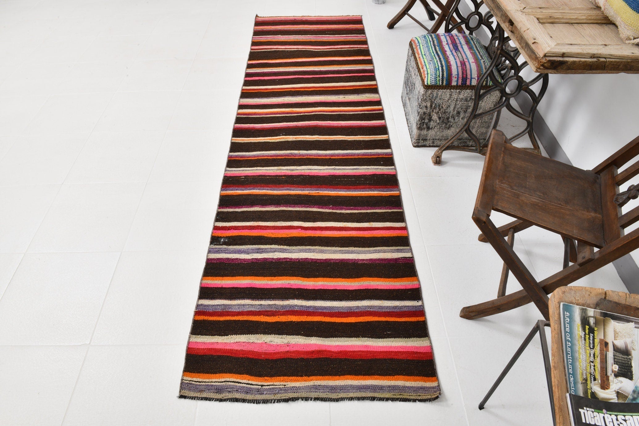 Vintage Kilim Anatolian 2'7" x 9'3" ft