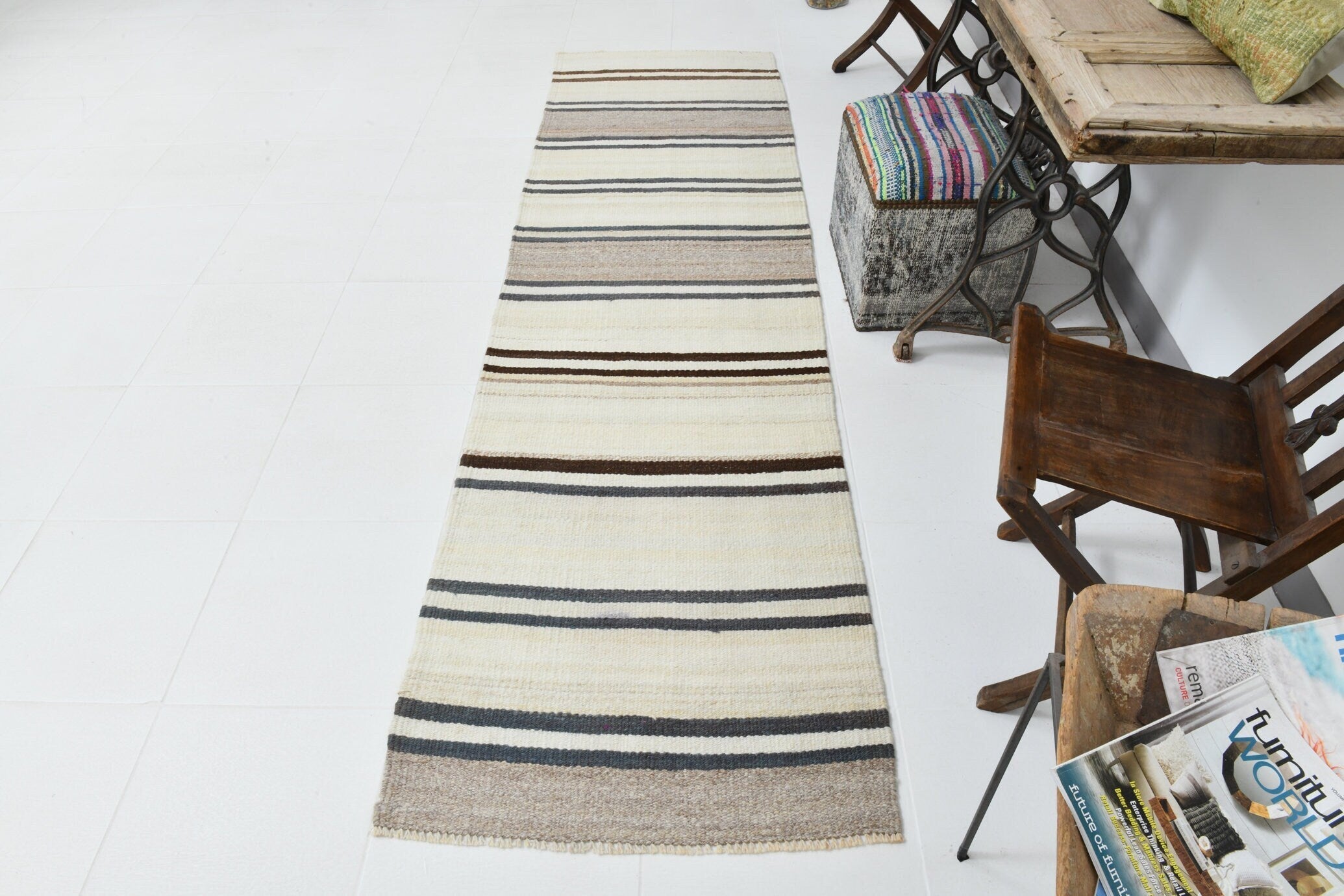 Vintage Kilim Anatolian 2'7" x 9'7" ft