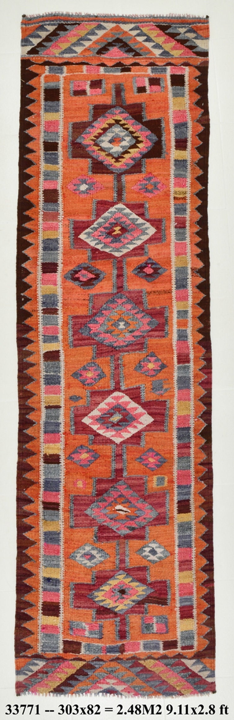Vintage Kilim Anatolian 2'8" x 9'11" ft