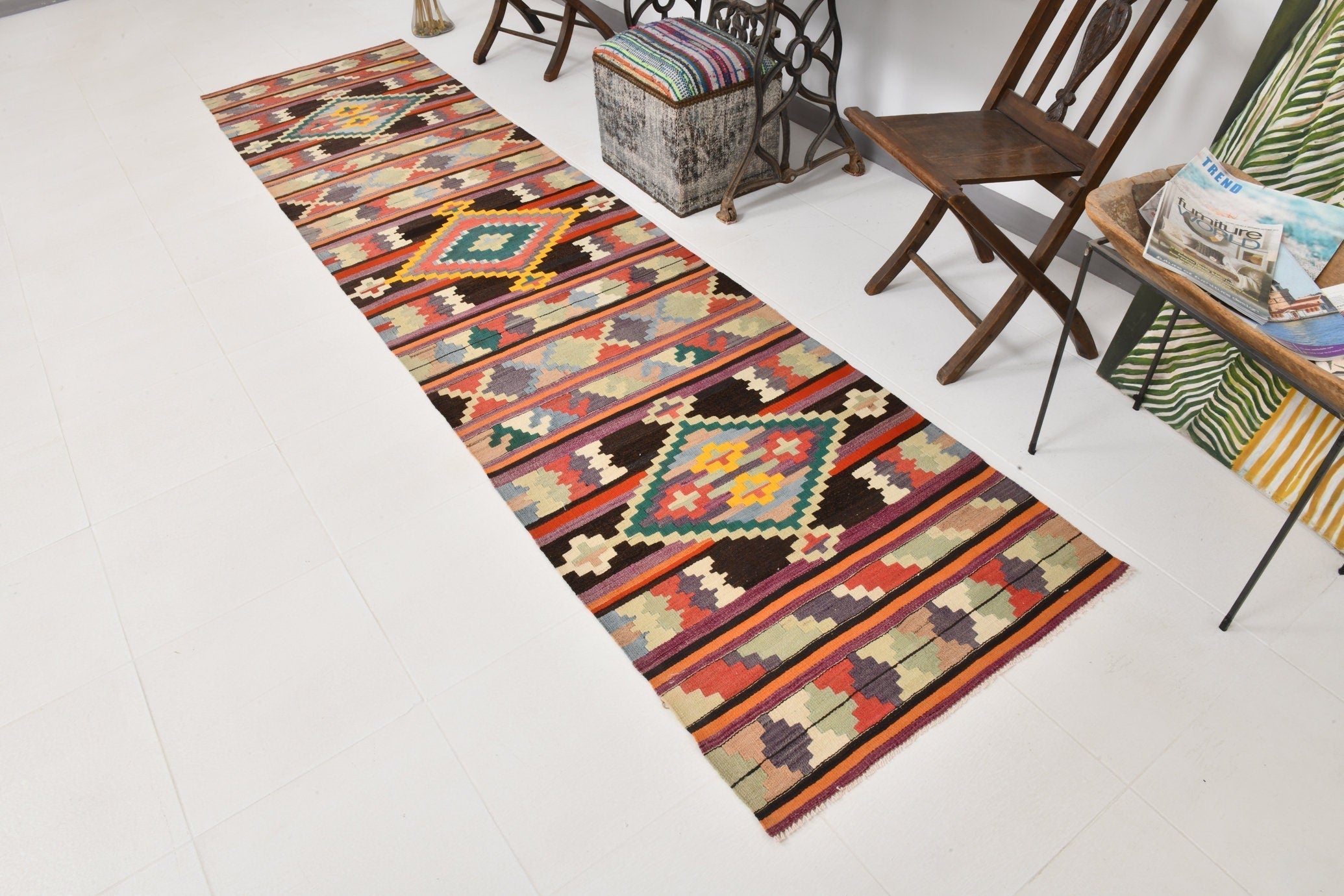 Vintage Kilim Anatolian 2’9’’ x 11’11’’ ft